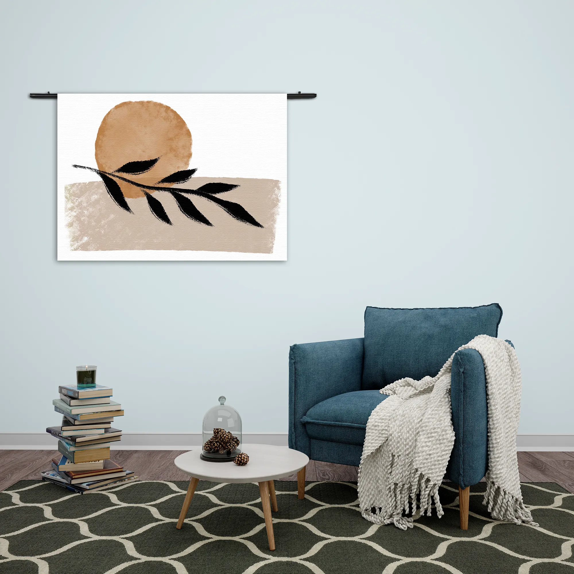 Wandkleed Scandinavisch Patroon met Bloem 02 Rechthoek Horizontaal Template 50 70 WK Horizontaal Abstract 40 2