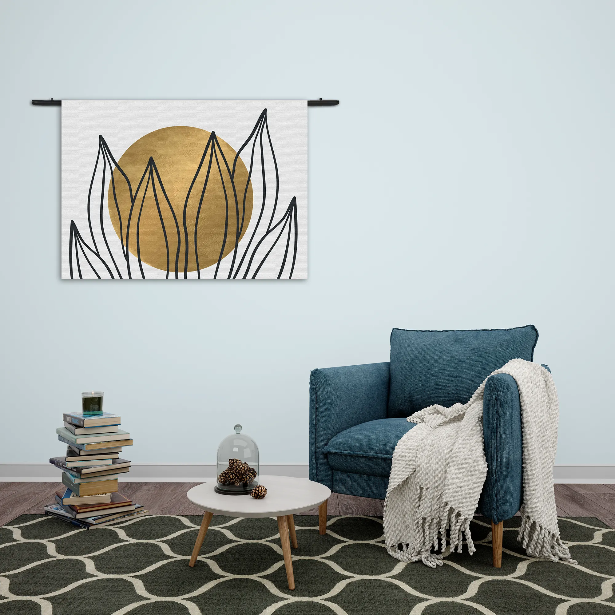 Template_50-70_WK_Horizontaal_Abstract_72-2 Wandkleed Scandinavisch Design Plant met Goud Element 01 Rechthoek Horizontaal Template 50 70 WK Horizontaal Abstract 72 2