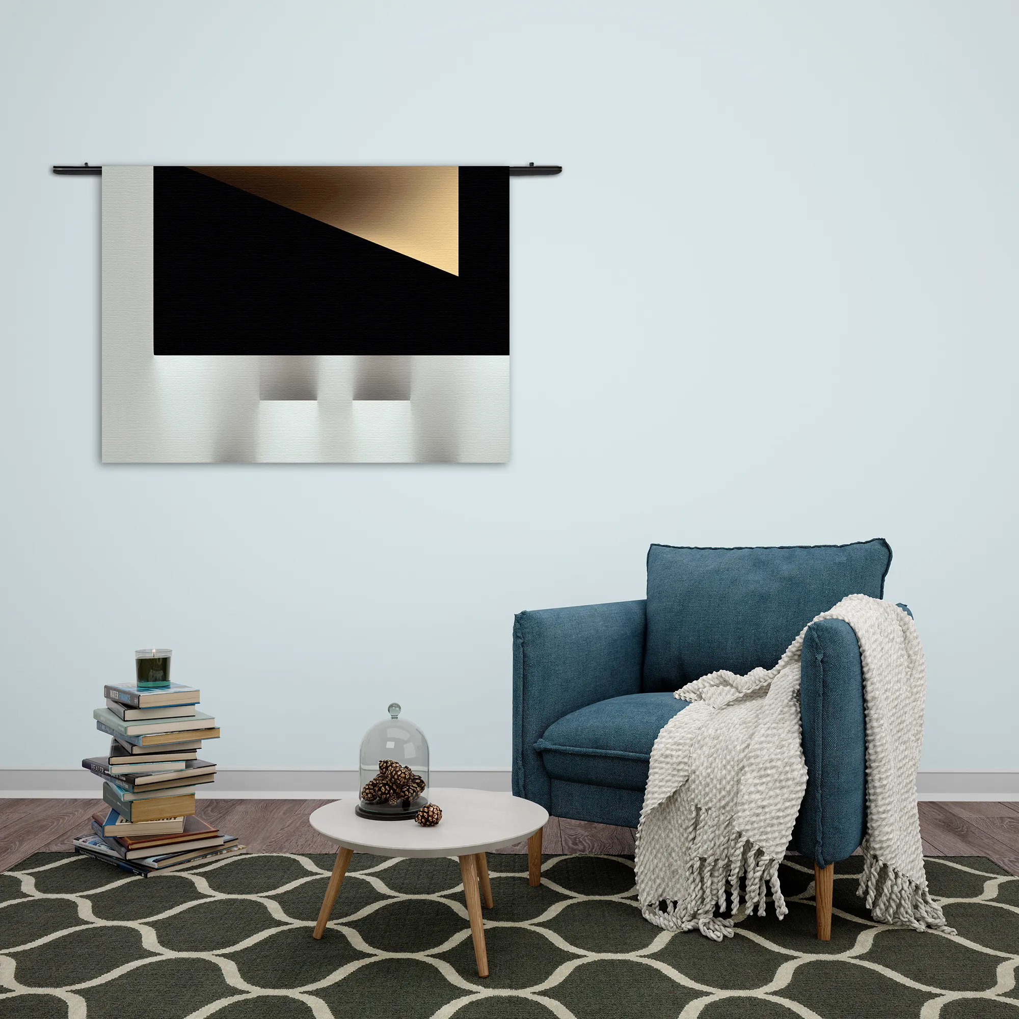 Wandkleed Scandinavisch Wit met Zwart Element 03 Rechthoek Horizontaal Template 50 70 WK Horizontaal Abstract 73 2