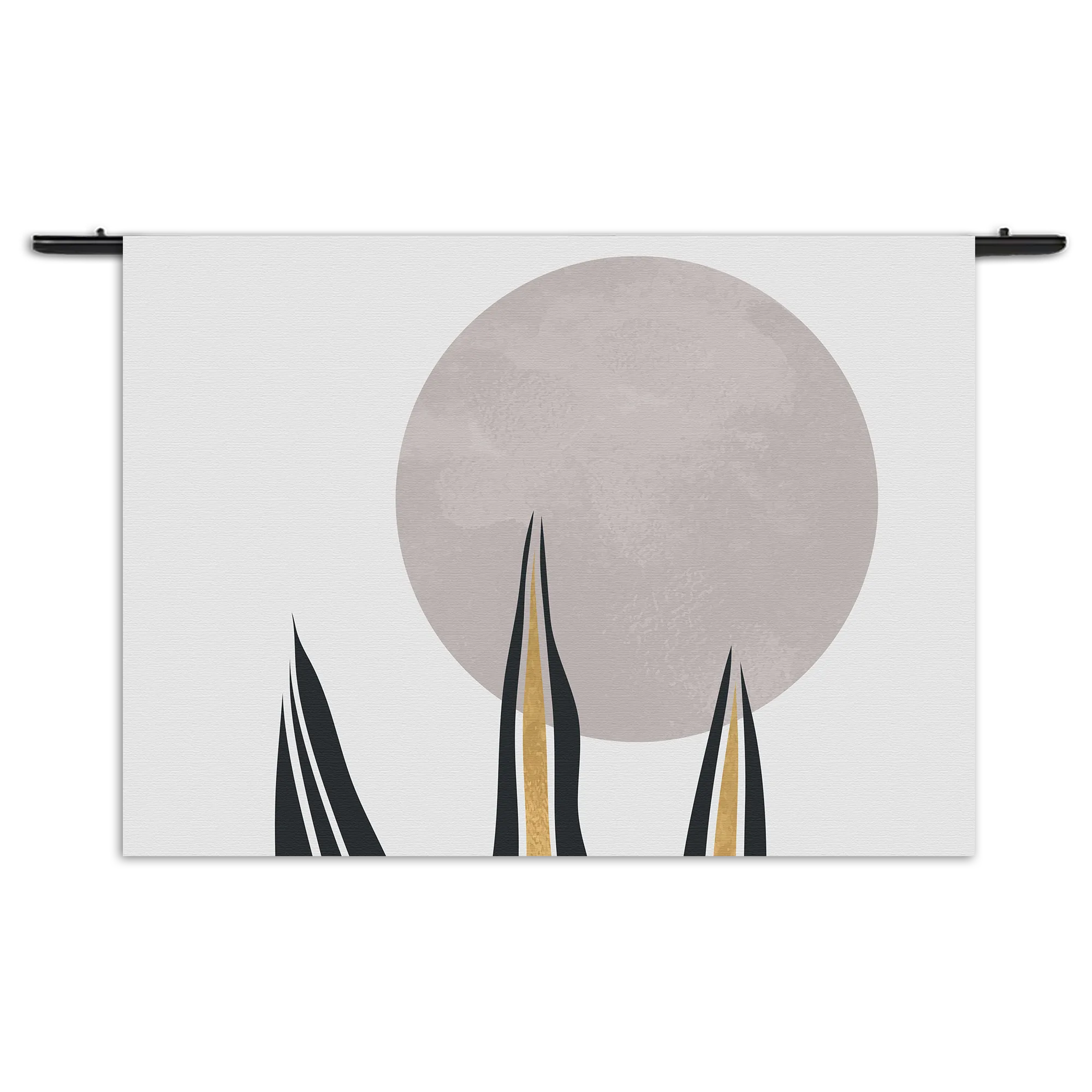 Wandkleed Blad met Goud en Zilvere Elementen Rechthoek Horizontaal Template 50 70 WK Horizontaal Abstract 78 1