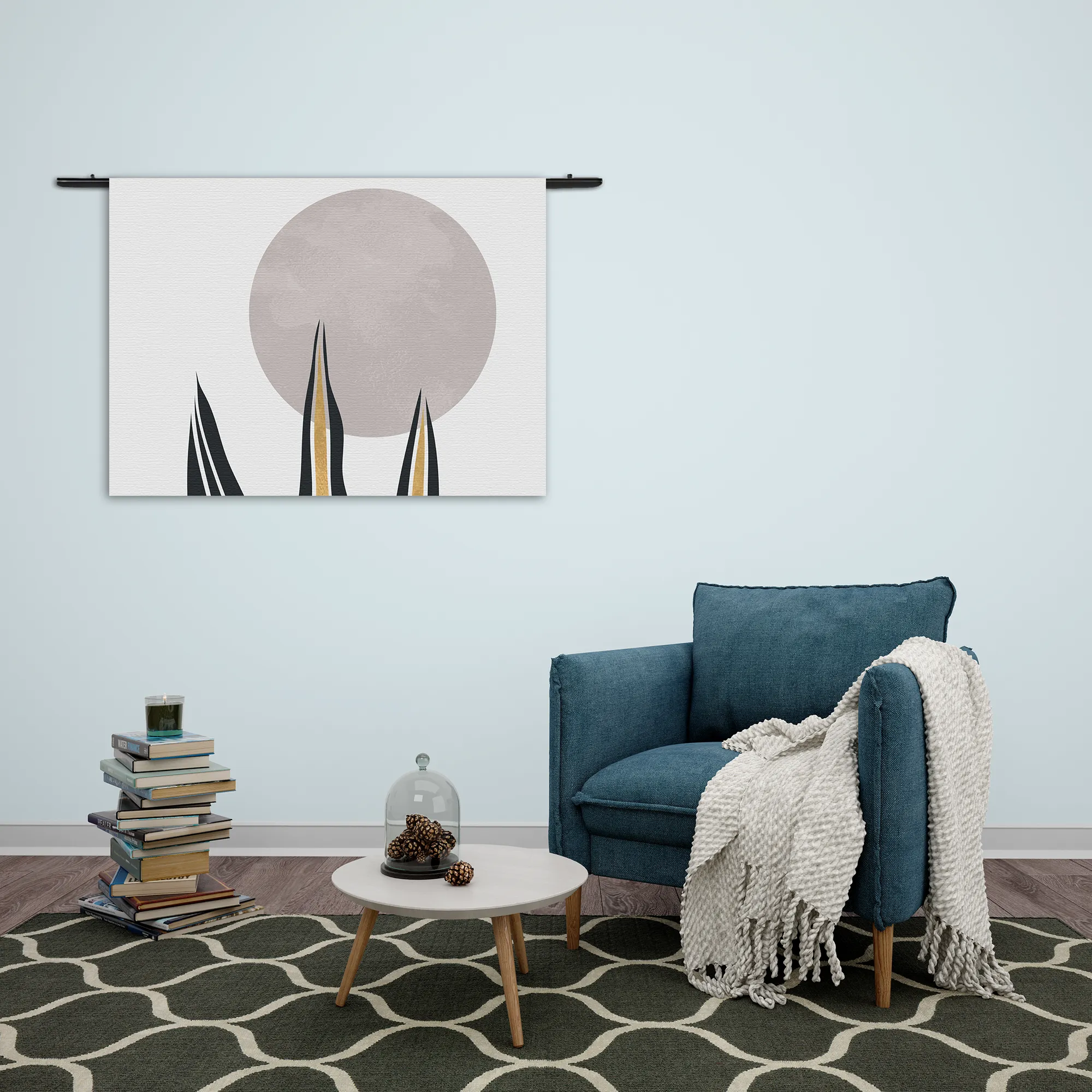 Wandkleed Blad met Goud en Zilvere Elementen Rechthoek Horizontaal Template 50 70 WK Horizontaal Abstract 78 2