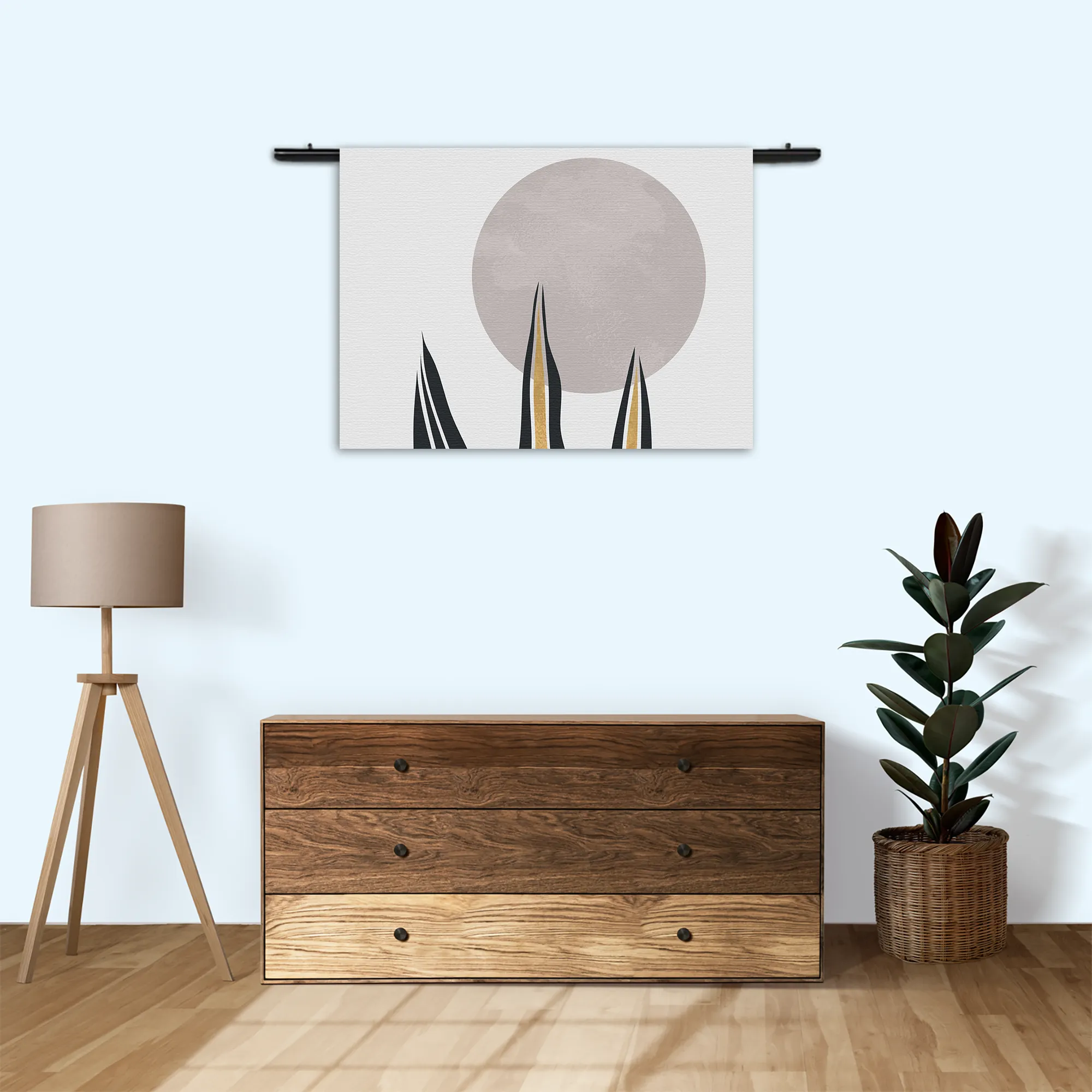 Wandkleed Blad met Goud en Zilvere Elementen Rechthoek Horizontaal Template 50 70 WK Horizontaal Abstract 78 3
