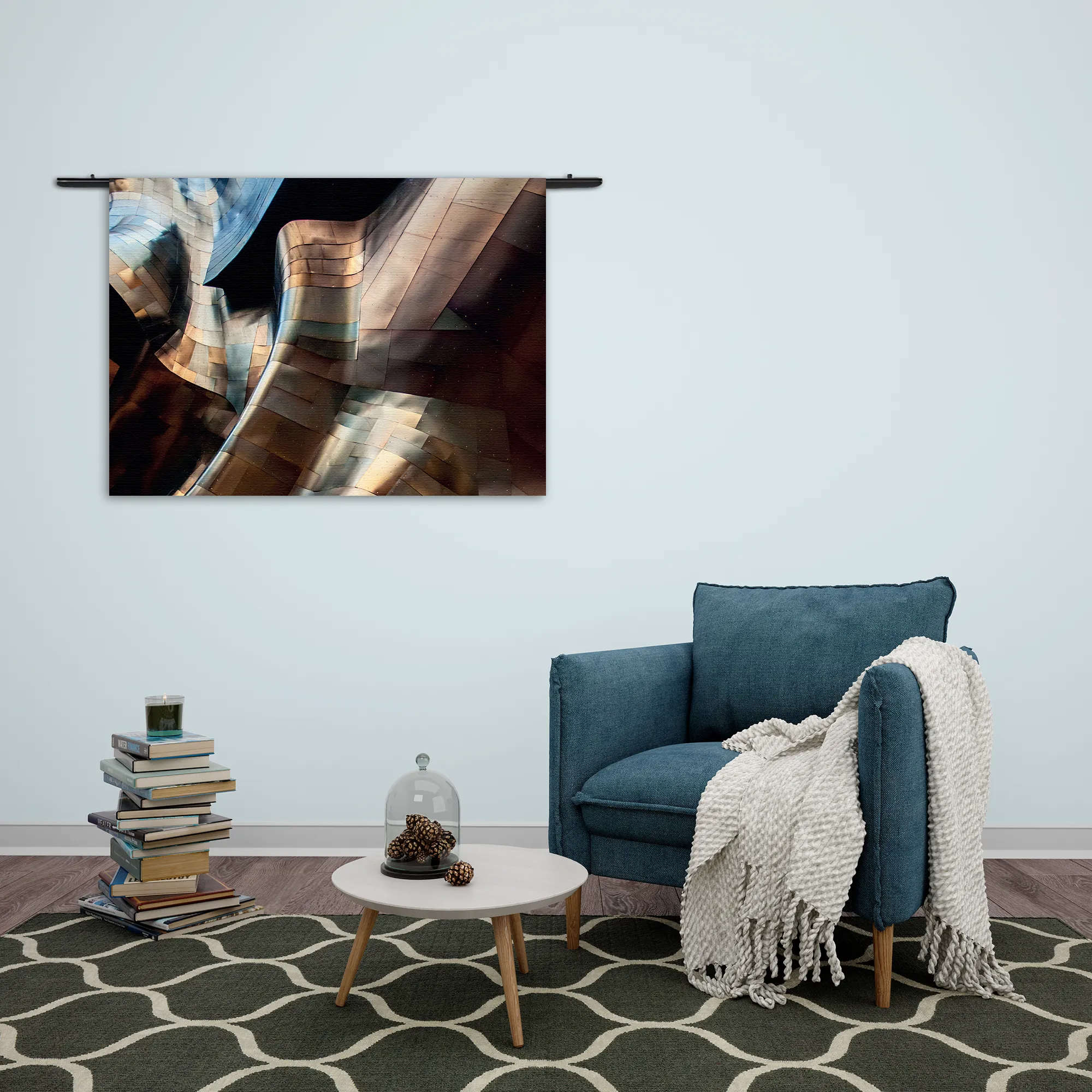 Wandkleed Gebogen Stalen Platen - Twisted Metal Rechthoek Horizontaal Template 50 70 WK Horizontaal Abstract 82 2