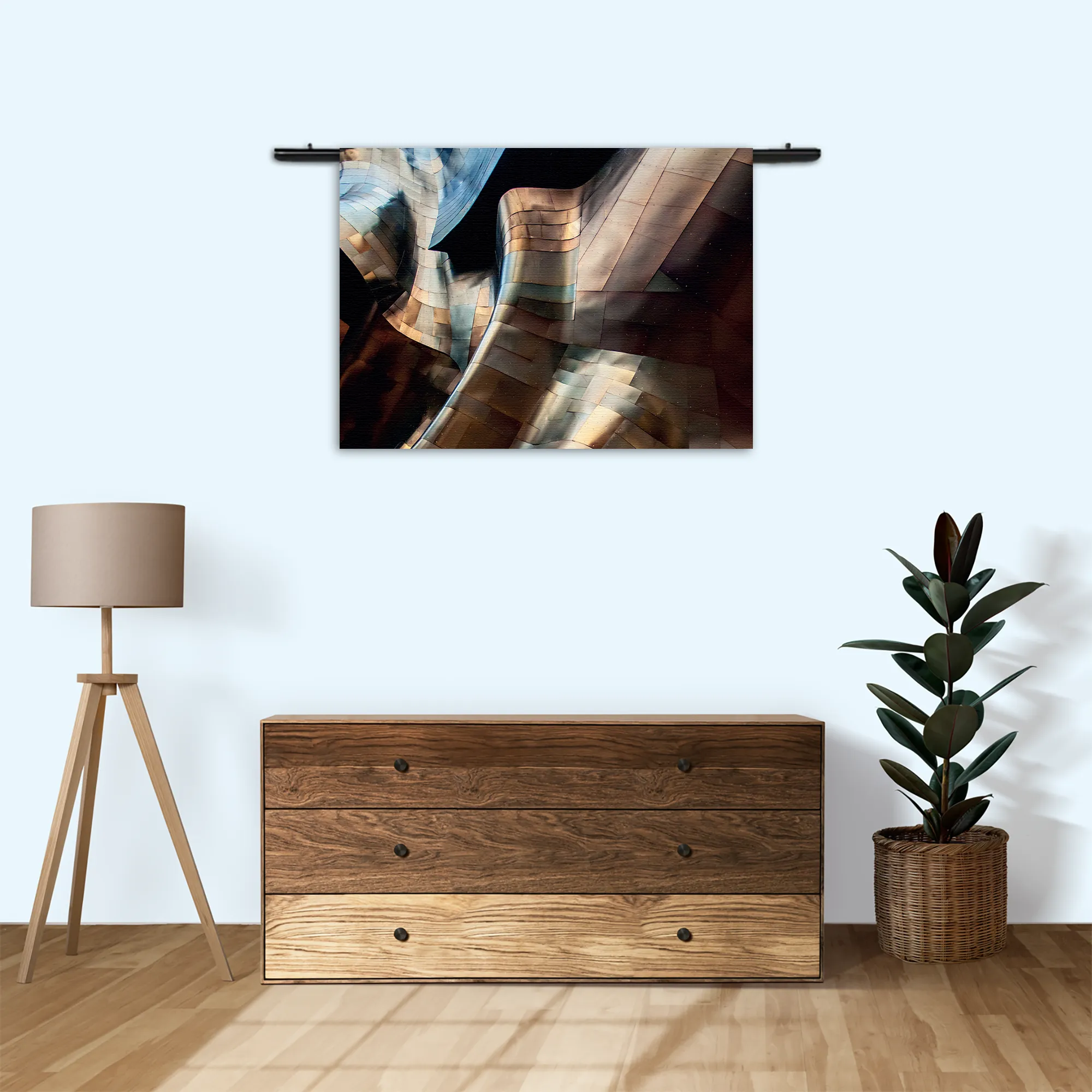 Wandkleed Gebogen Stalen Platen - Twisted Metal Rechthoek Horizontaal Template 50 70 WK Horizontaal Abstract 82 3