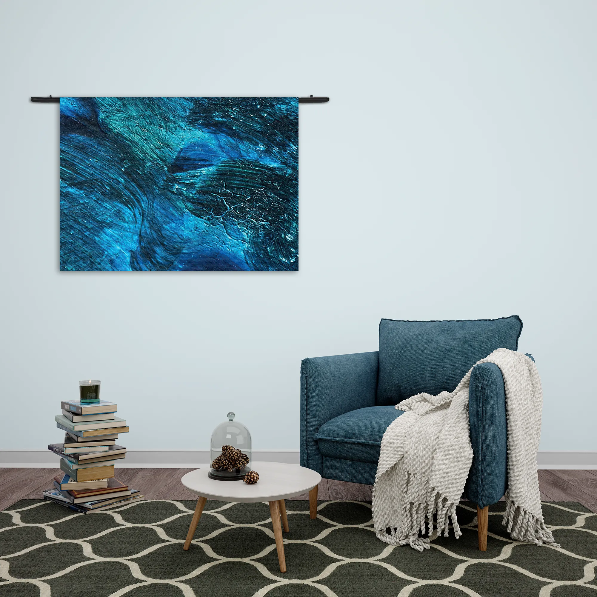 Wandkleed Abstrat Blauw Rechthoek Horizontaal Template 50 70 WK Horizontaal Abstract 84 2