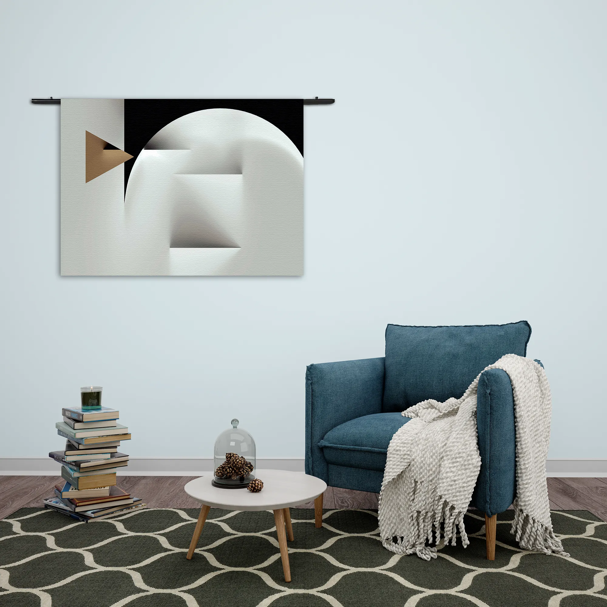 Wandkleed Scandinavisch Wit met Goudkleurig Element 02 Rechthoek Horizontaal Template 50 70 WK Horizontaal Abstract 91 2
