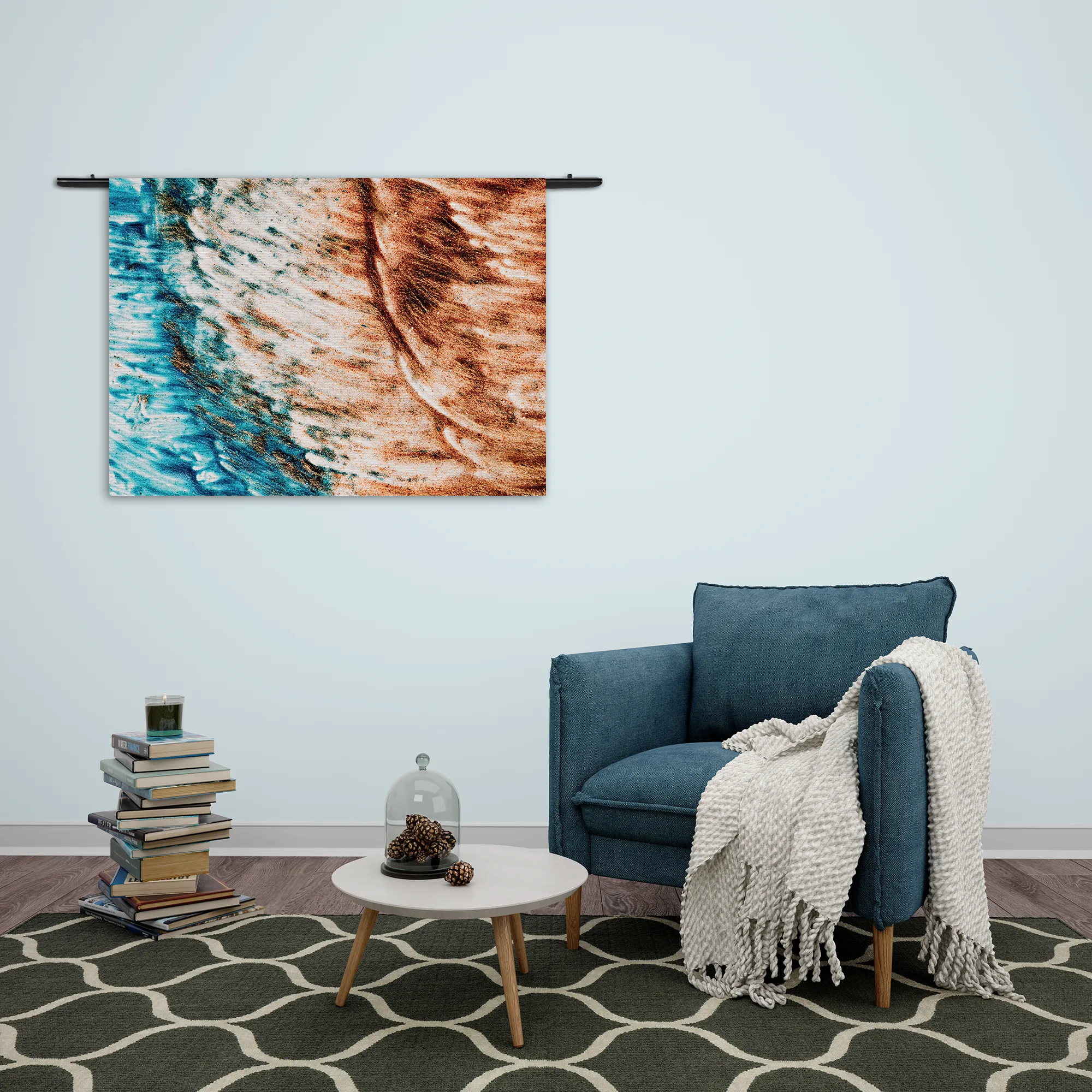 Wandkleed Kunst Oranje blauw Rechthoek Horizontaal Template 50 70 WK Horizontaal Abstract 93 2