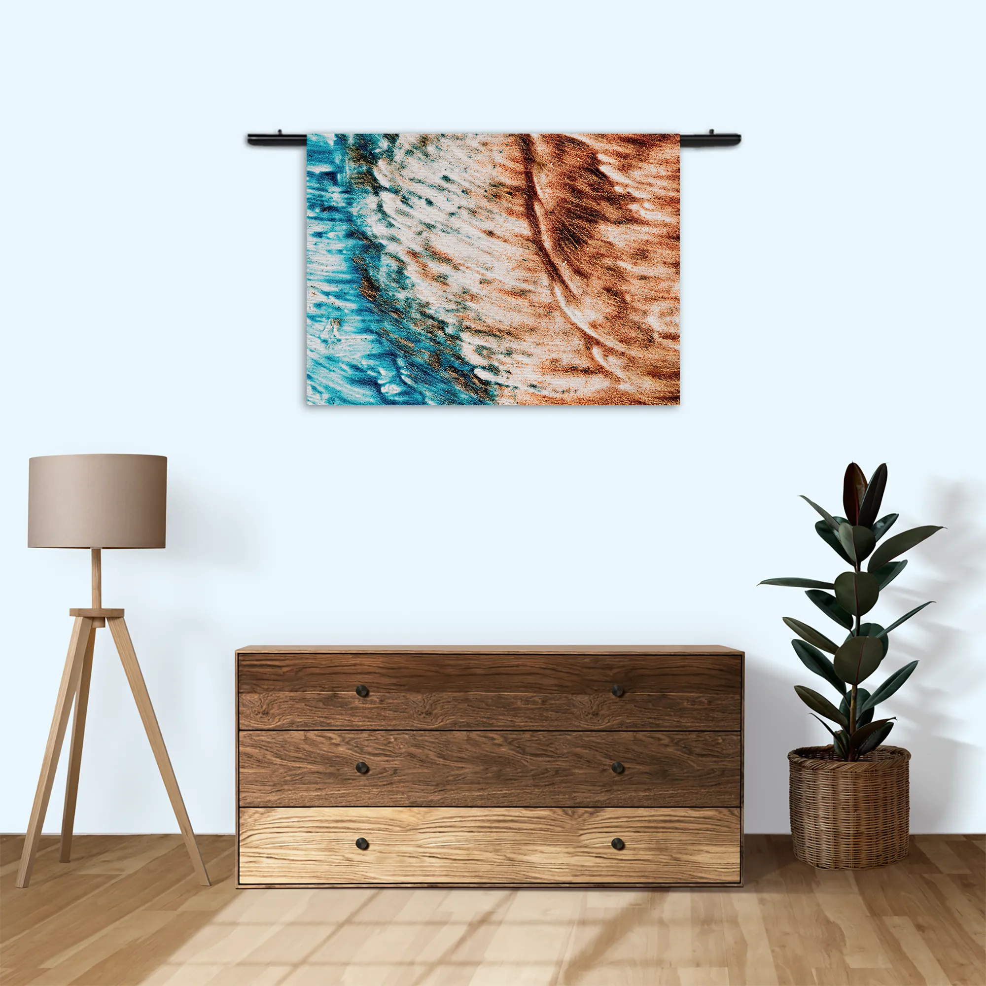 Wandkleed Kunst Oranje blauw Rechthoek Horizontaal Template 50 70 WK Horizontaal Abstract 93 3