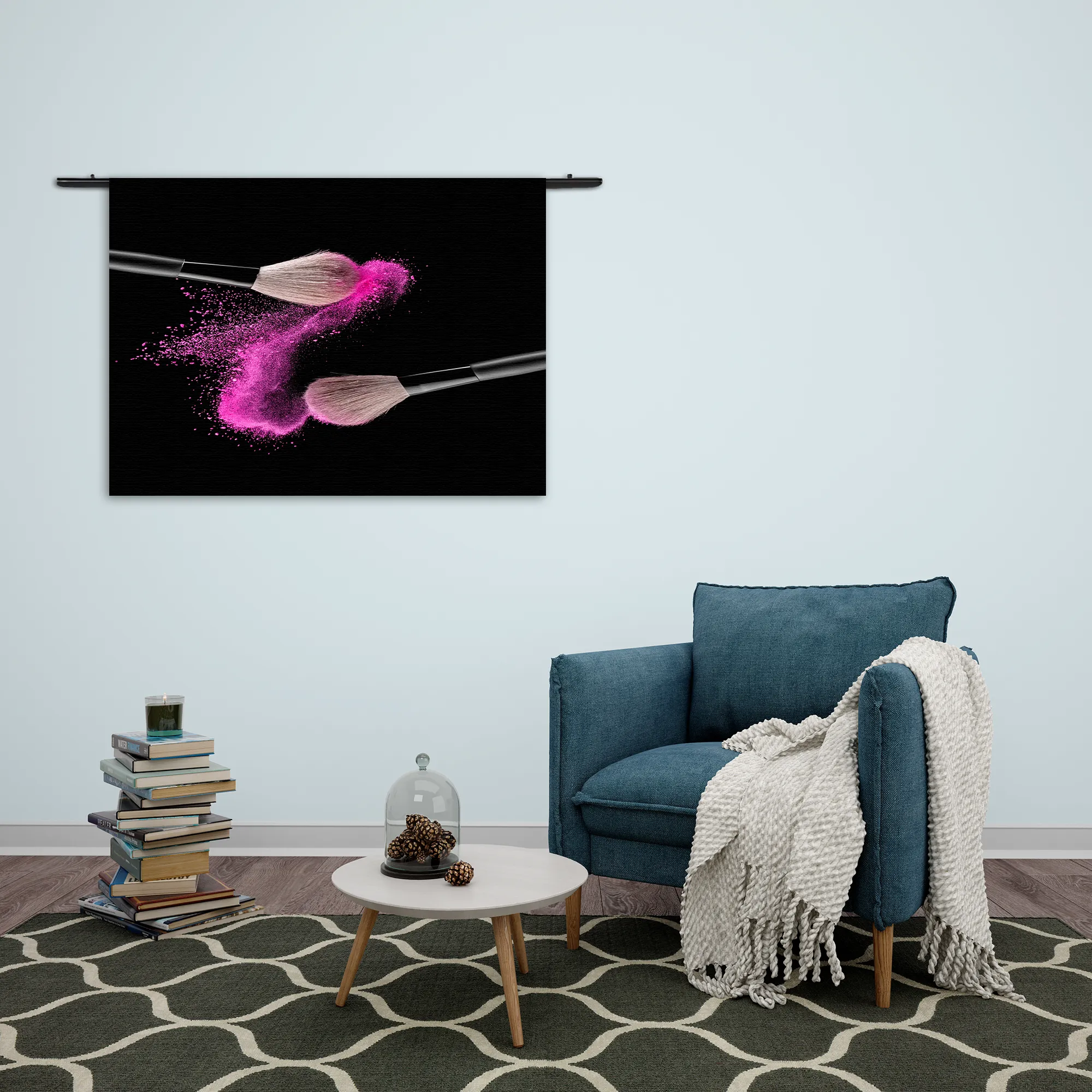 Template_50-70_WK_Horizontaal_Beauty_1-2 Wandkleed Make up Poederkwasten Roze Rechthoek Horizontaal Template 50 70 WK Horizontaal Beauty 1 2