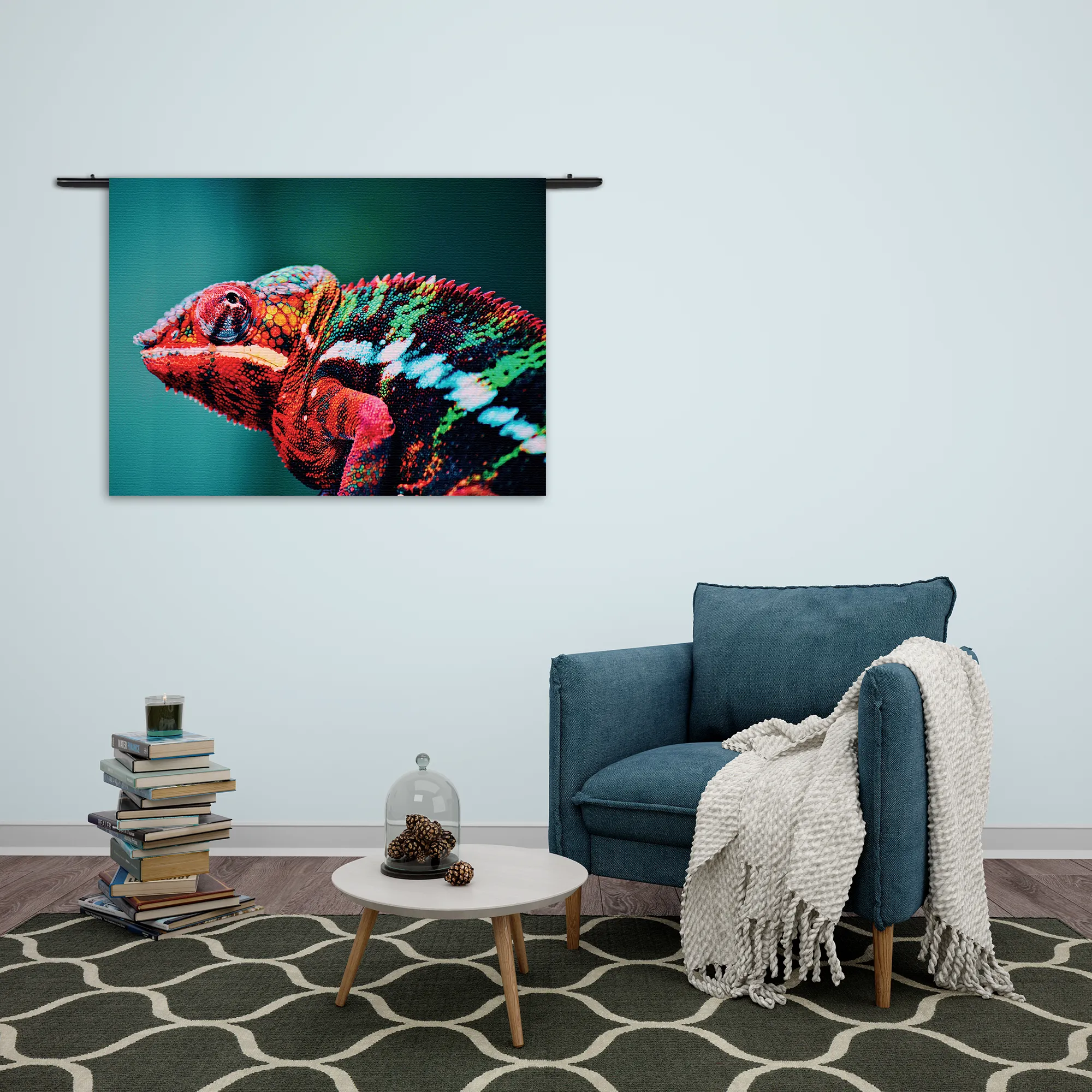 Wandkleed Kameleon Kleurrijk Rechthoek Horizontaal Template 50 70 WK Horizontaal Dieren 10 2
