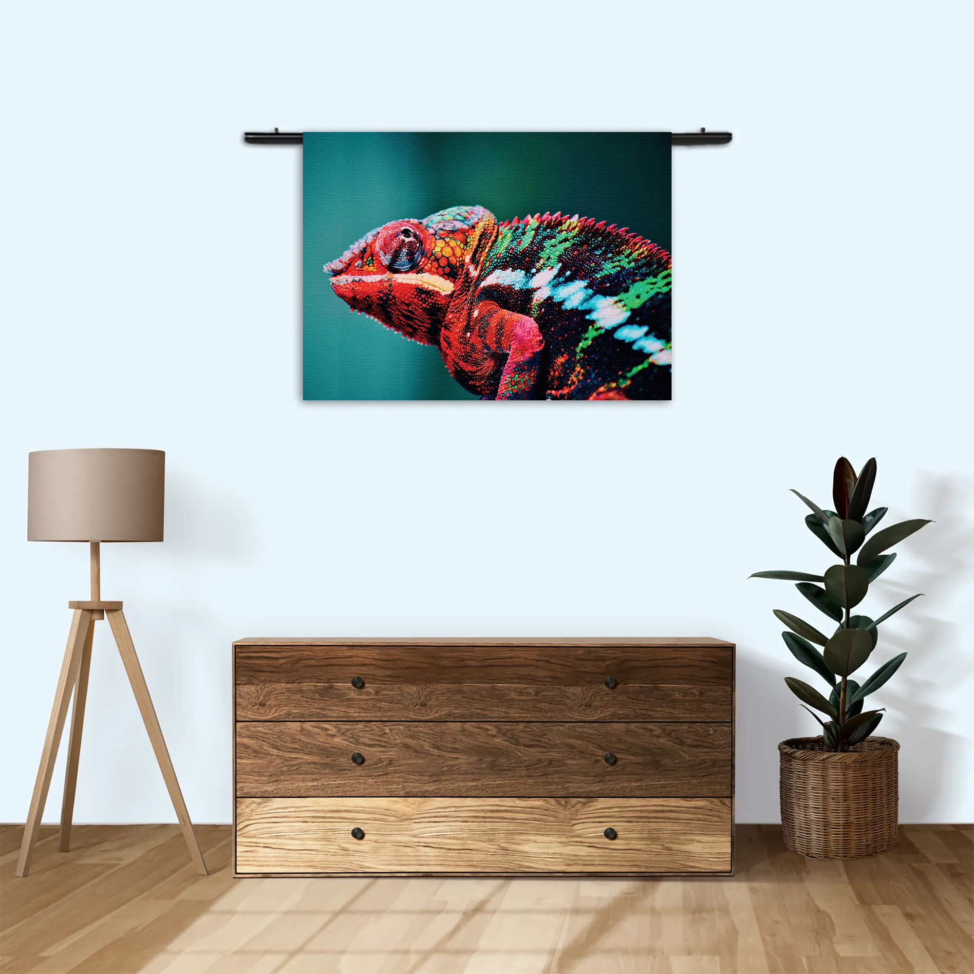 Wandkleed Kameleon Kleurrijk Rechthoek Horizontaal Template 50 70 WK Horizontaal Dieren 10 3