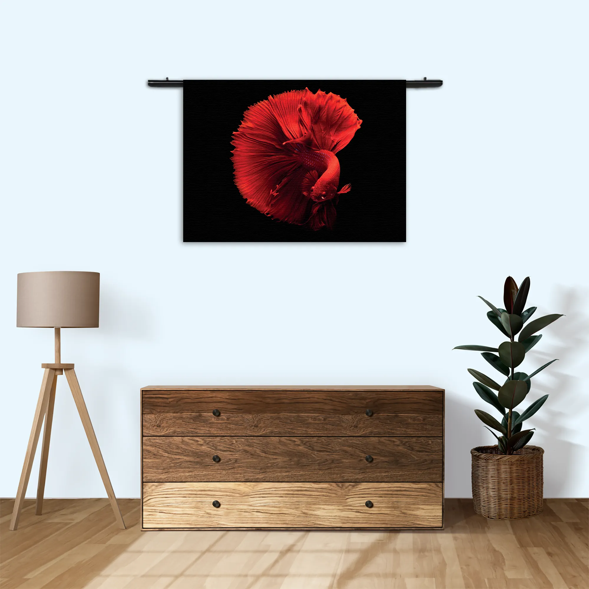 Wandkleed Red Dragon Siamese Fighting Fish Rechthoek Horizontaal Template 50 70 WK Horizontaal Dieren 32 3