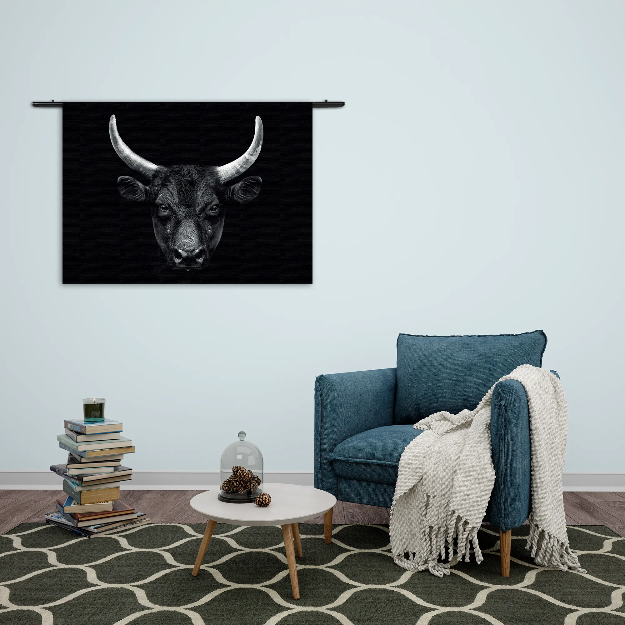 Wandkleed Stier Ready To Fight 01 Rechthoek Horizontaal Template 50 70 WK Horizontaal Dieren 36 2