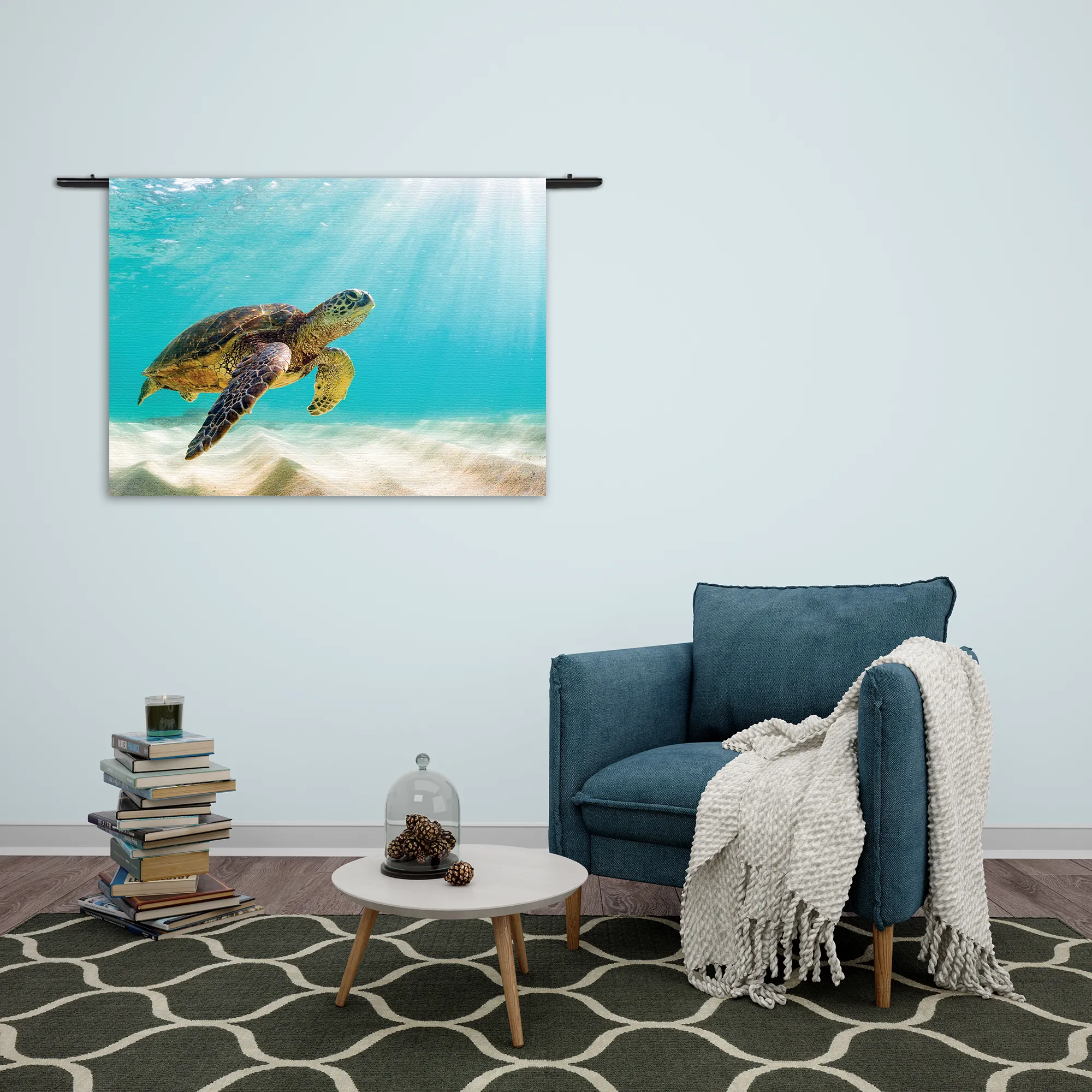 Wandkleed Zeeschildpad In Helderblauw Water 04 Rechthoek Horizontaal Template 50 70 WK Horizontaal Dieren 58 2