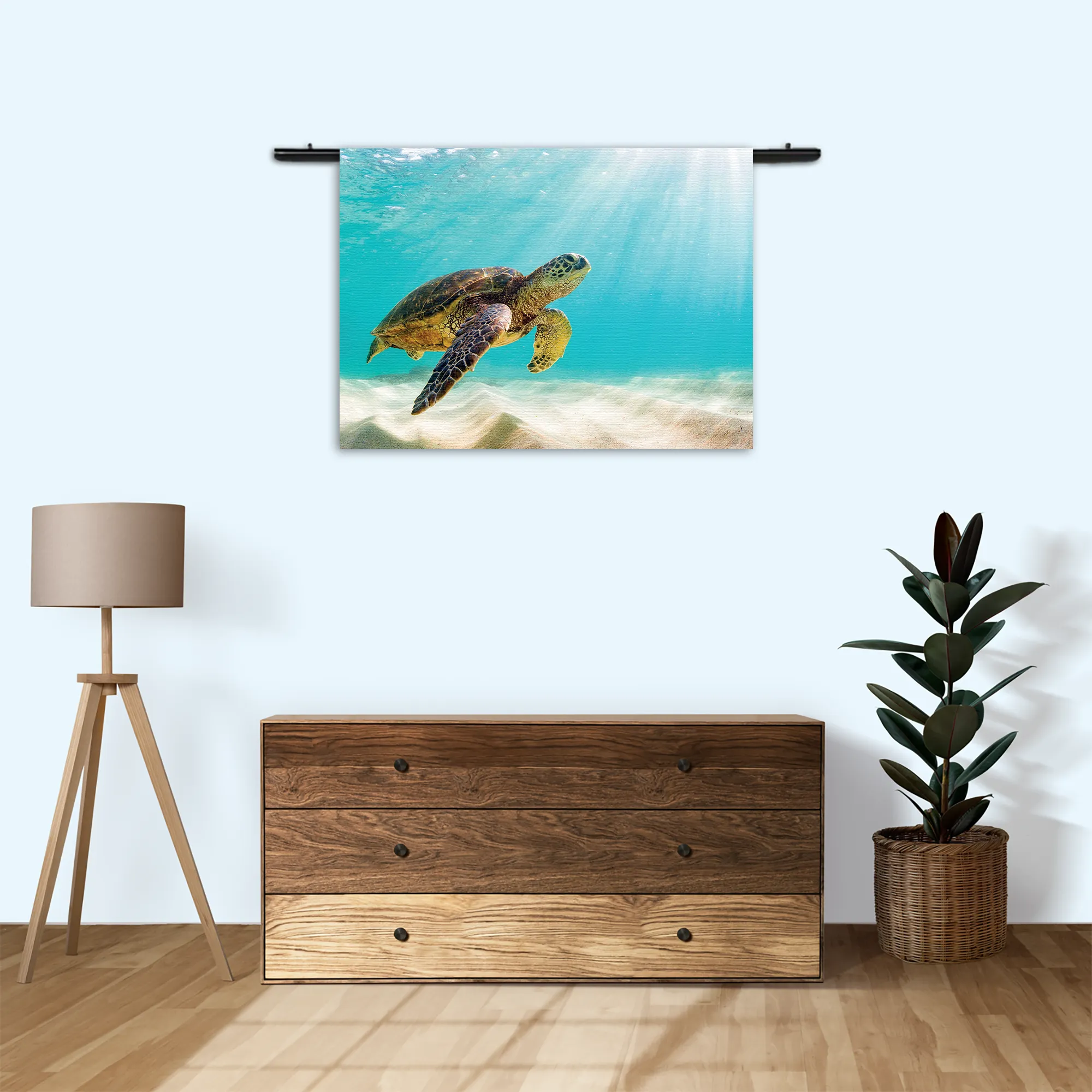 Wandkleed Zeeschildpad In Helderblauw Water 04 Rechthoek Horizontaal Template 50 70 WK Horizontaal Dieren 58 3