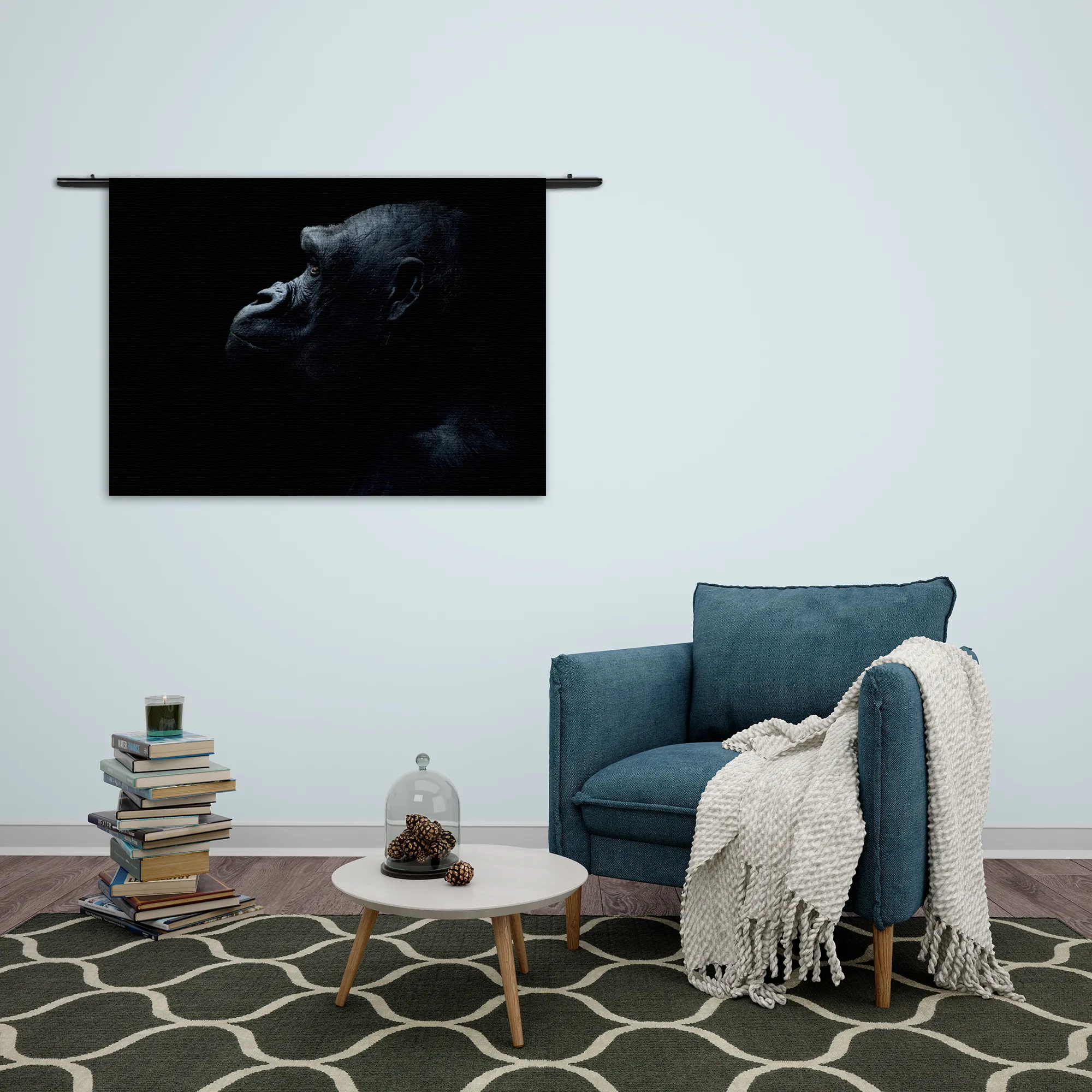 Wandkleed De Aap Zwart Wit Rechthoek Horizontaal Template 50 70 WK Horizontaal Dieren 65 2