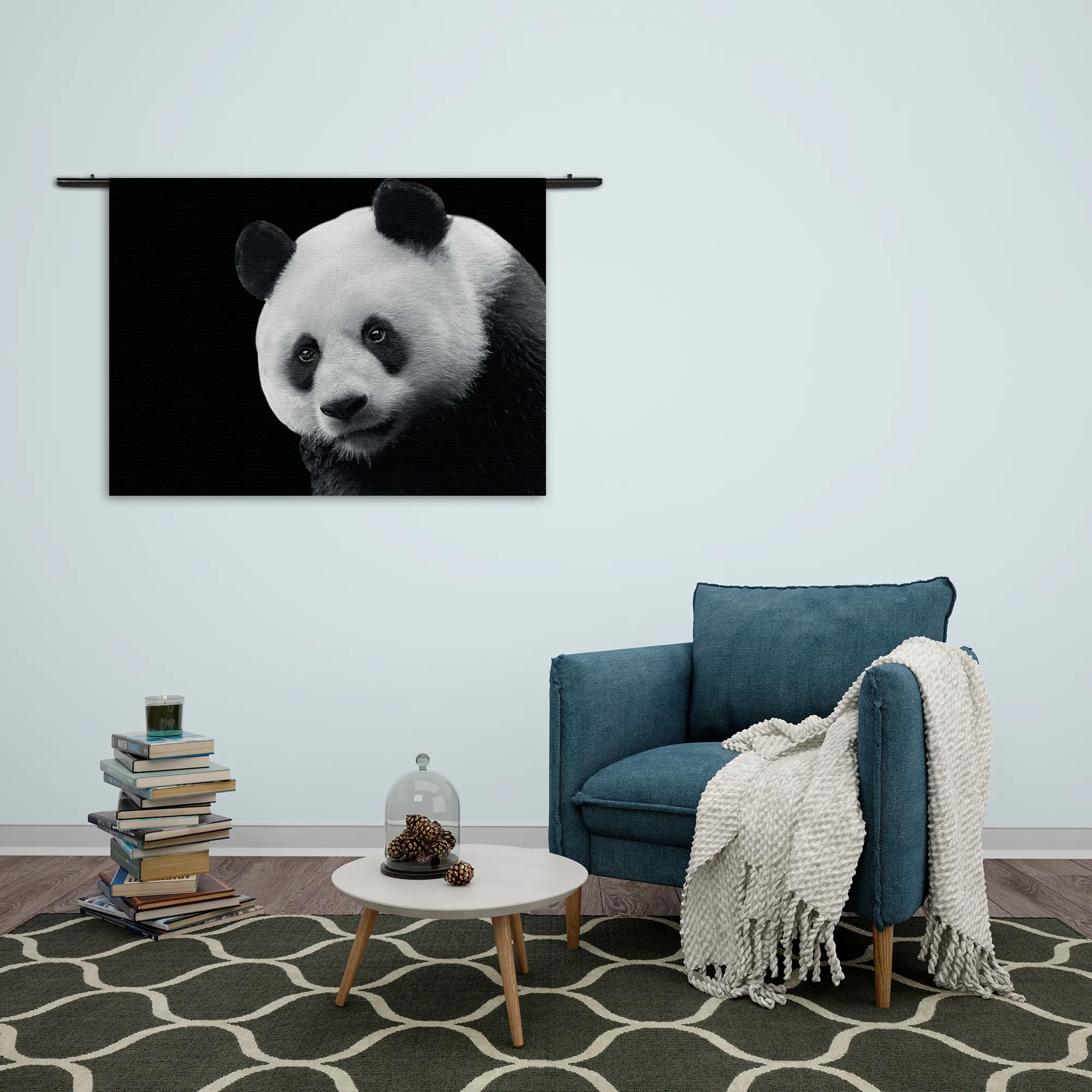 Wandkleed Pandabeer Zwart Wit 02 Rechthoek Horizontaal Template 50 70 WK Horizontaal Dieren 74 2