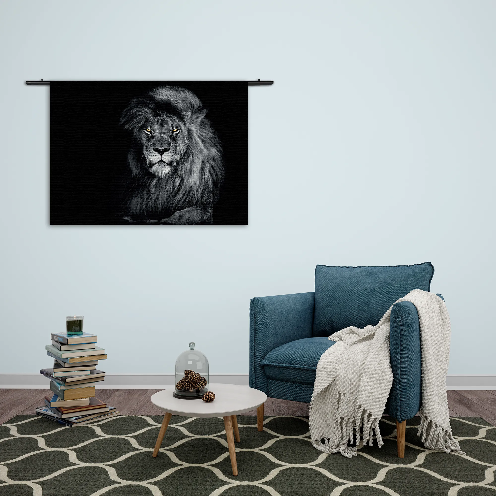 Wandkleed De Zwart Witte Leeuw Rechthoek Horizontaal Template 50 70 WK Horizontaal Dieren 75 2