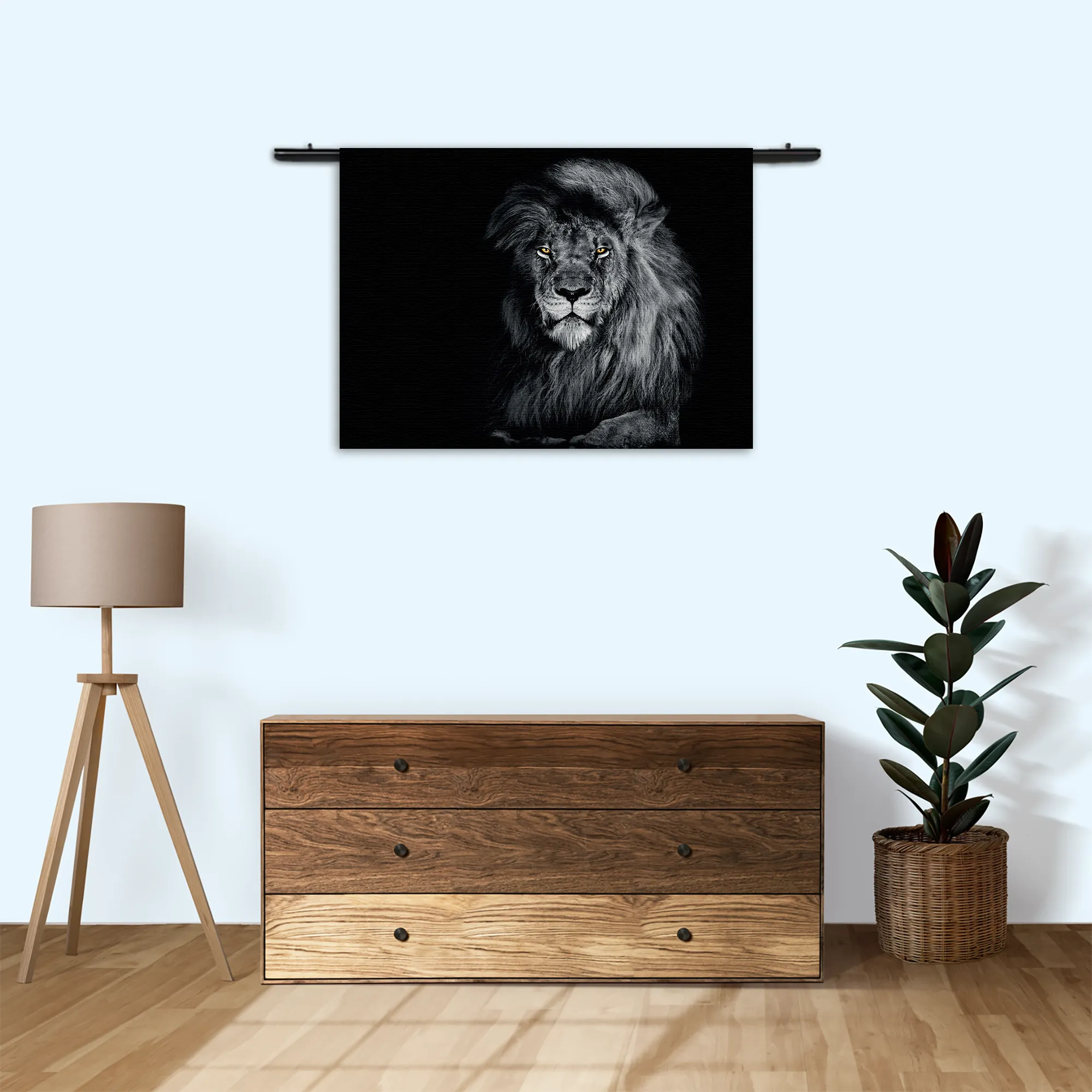 Wandkleed De Zwart Witte Leeuw Rechthoek Horizontaal Template 50 70 WK Horizontaal Dieren 75 3