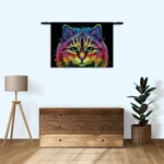 Wandkleed Colored Cat Rechthoek Horizontaal Template 50 70 WK Horizontaal Dieren 76 3