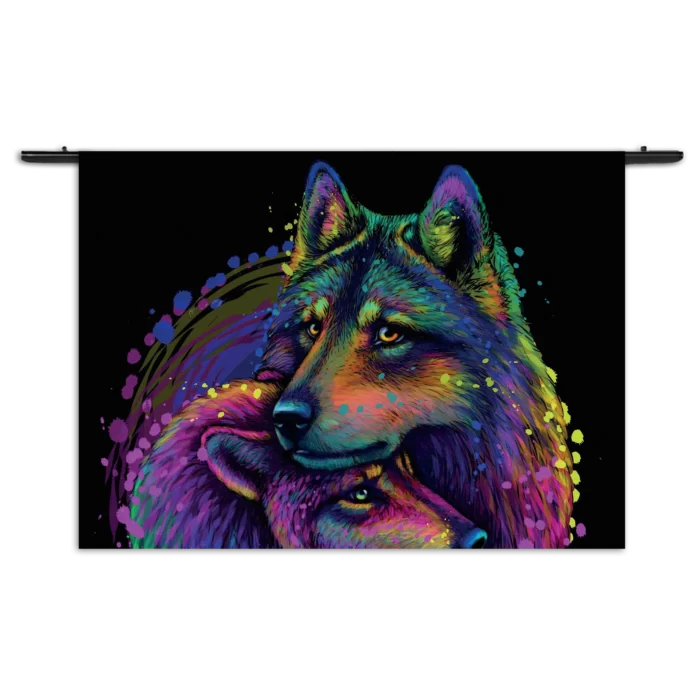 Wandkleed Colored Wolves Rechthoek Horizontaal Template 50 70 WK Horizontaal Dieren 80 1