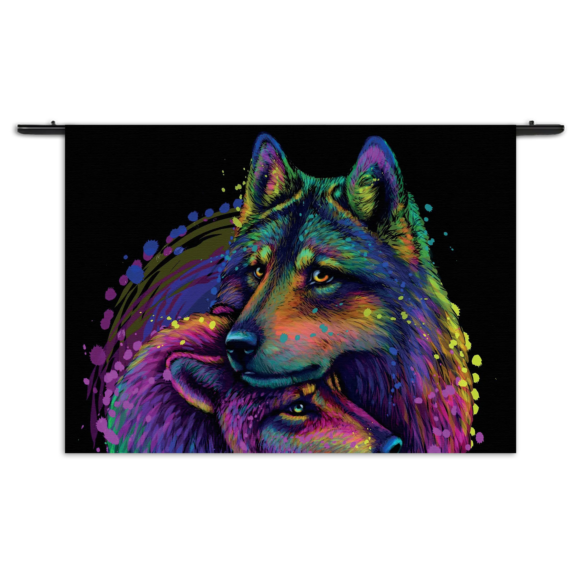 Wandkleed Colored Wolves Rechthoek Horizontaal Template 50 70 WK Horizontaal Dieren 80 1