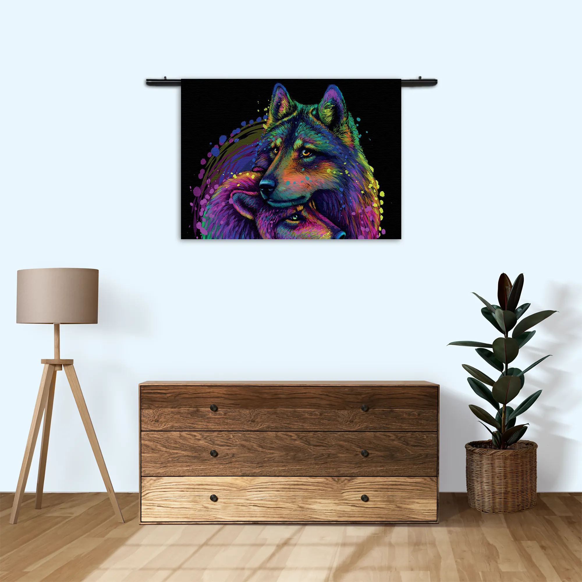 Wandkleed Colored Wolves Rechthoek Horizontaal Template 50 70 WK Horizontaal Dieren 80 3