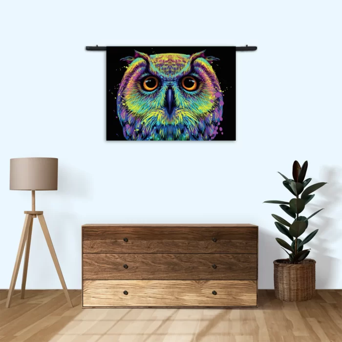 Wandkleed Colored Owl 01 Rechthoek Horizontaal Template 50 70 WK Horizontaal Dieren 82 3