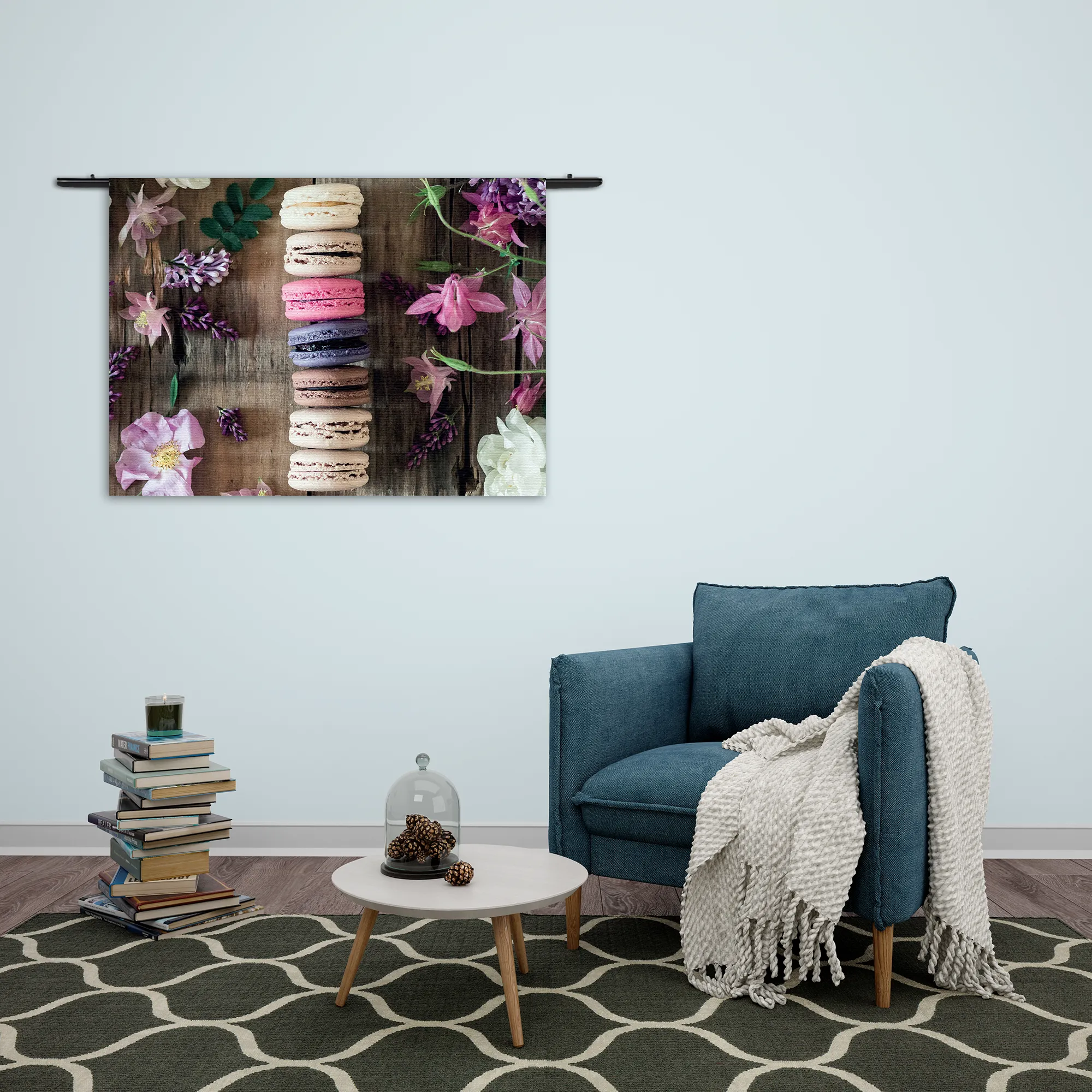 Wandkleed Macarons op Bloemen Tafel Rechthoek Horizontaal Template 50 70 WK Horizontaal Eten En Drinken 22 2