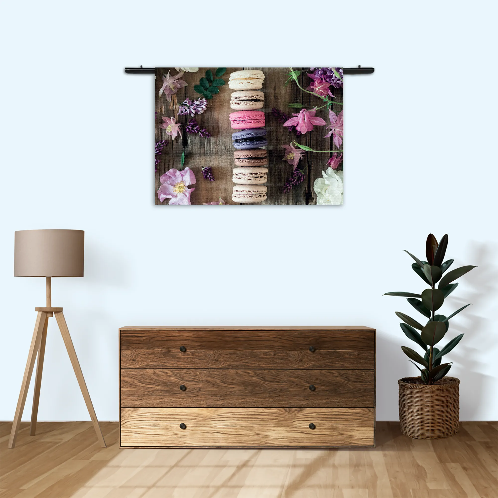 Wandkleed Macarons op Bloemen Tafel Rechthoek Horizontaal Template 50 70 WK Horizontaal Eten En Drinken 22 3