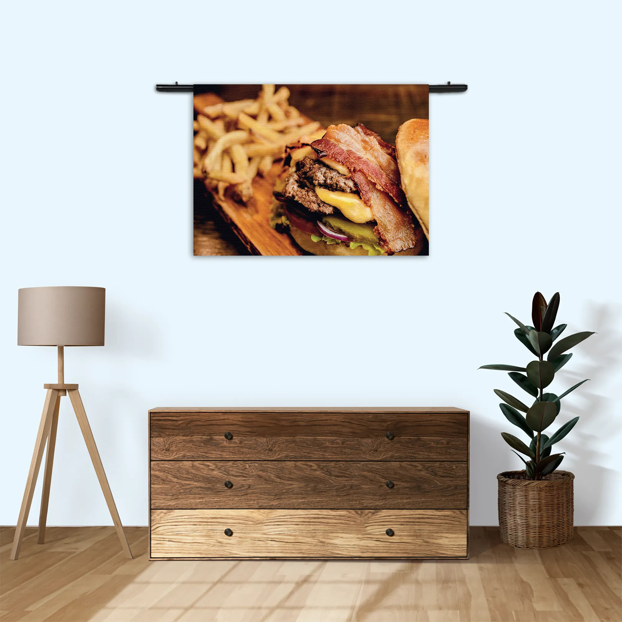 Wandkleed Burger Plank Rechthoek Horizontaal Template 50 70 WK Horizontaal Eten En Drinken 24 3