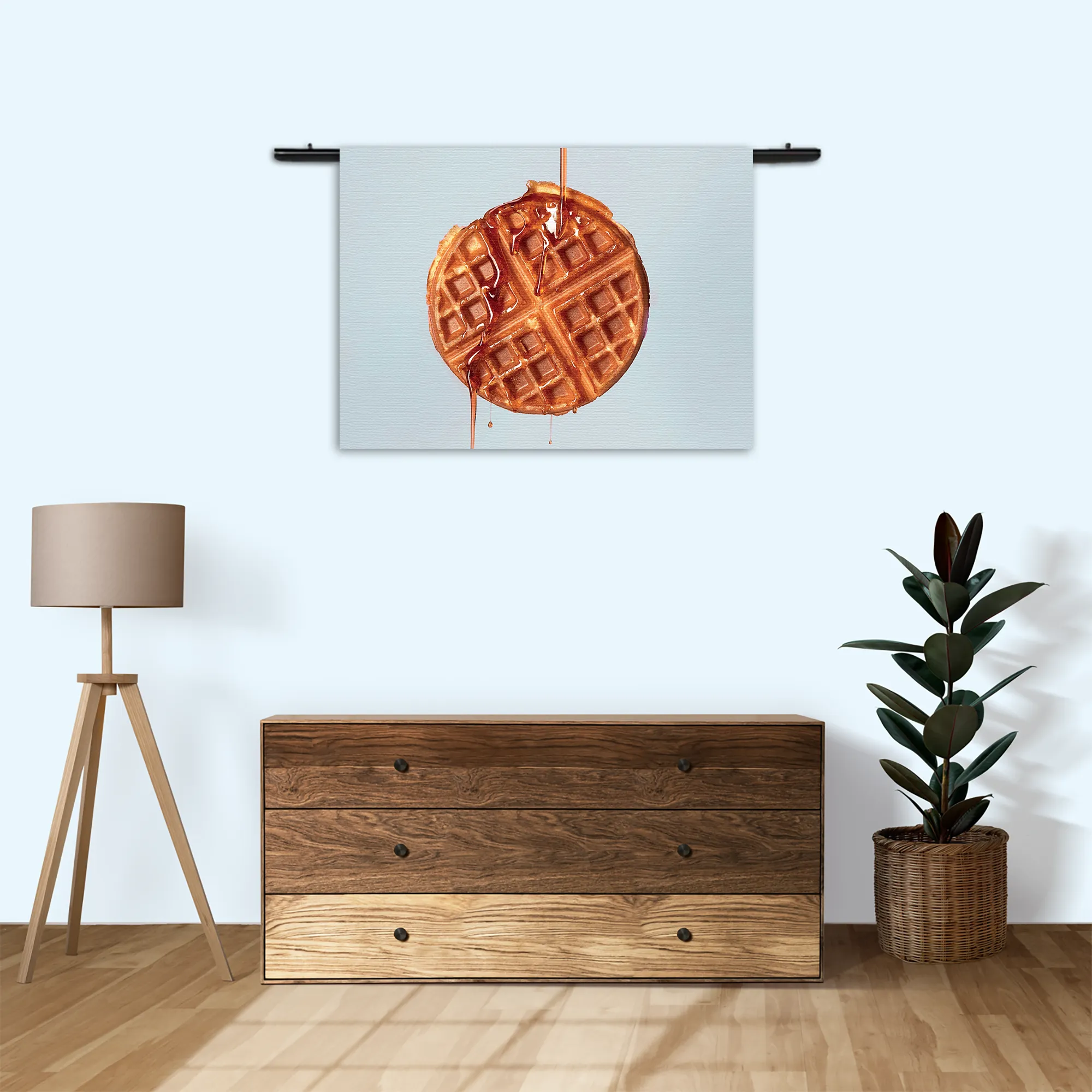 Wandkleed Wafel met Karamelsaus Rechthoek Horizontaal Template 50 70 WK Horizontaal Eten En Drinken 72 3