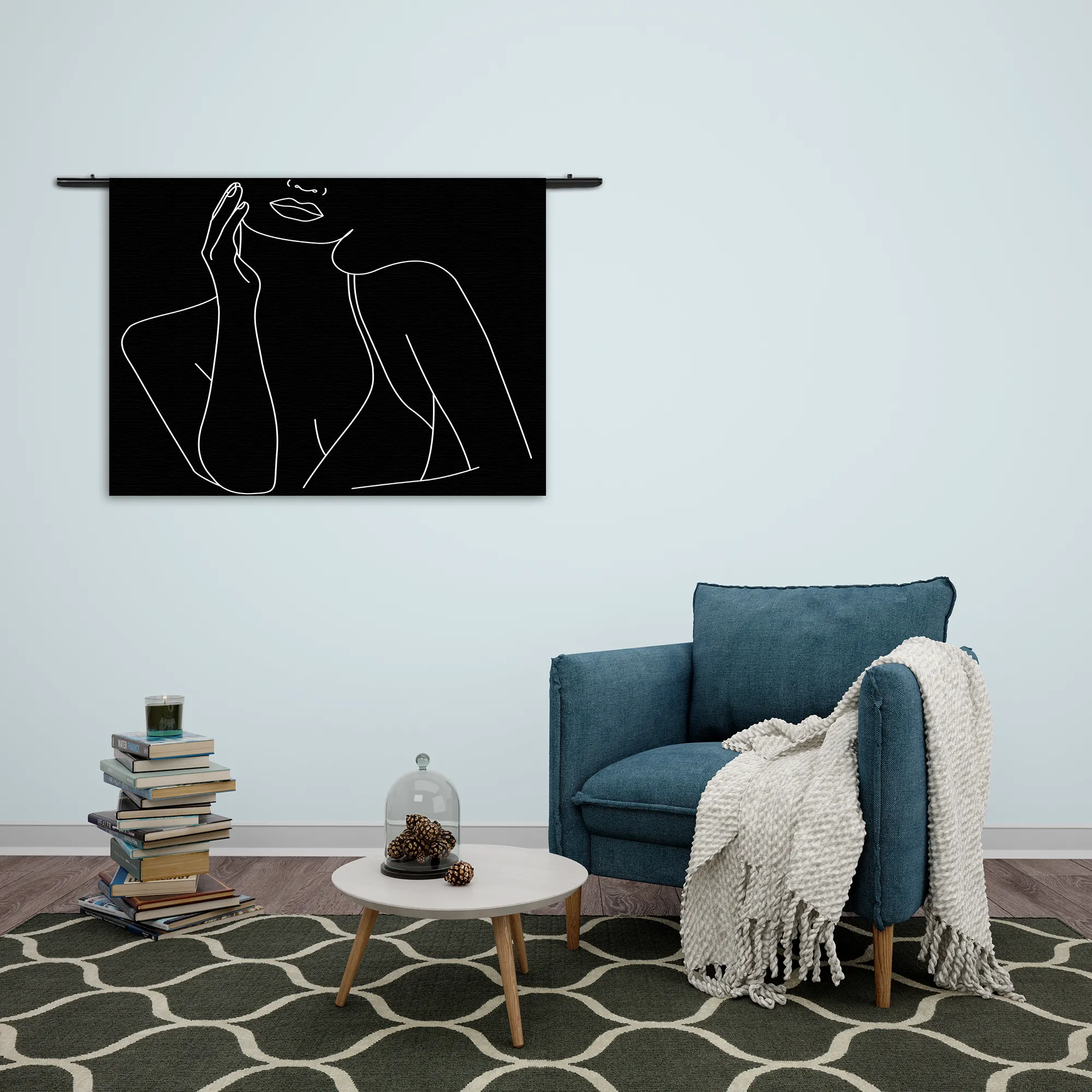 Wandkleed Black and White Model 01 Rechthoek Horizontaal Template 50 70 WK Horizontaal LifeStyle 20 2