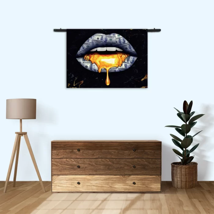 Wandkleed Golden Money Lips Rechthoek Horizontaal Template 50 70 WK Horizontaal LifeStyle 5 3