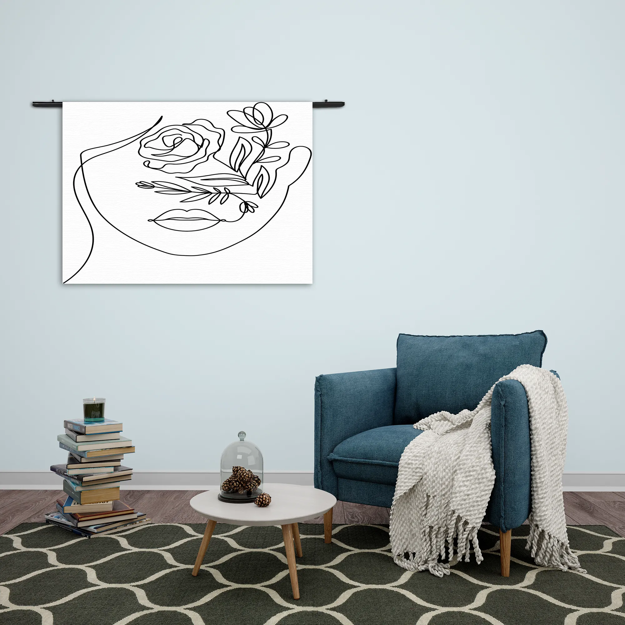 Template_50-70_WK_Horizontaal_LifeStyle_6-2 Wandkleed De Bloemen Dame Rechthoek Horizontaal Template 50 70 WK Horizontaal LifeStyle 6 2