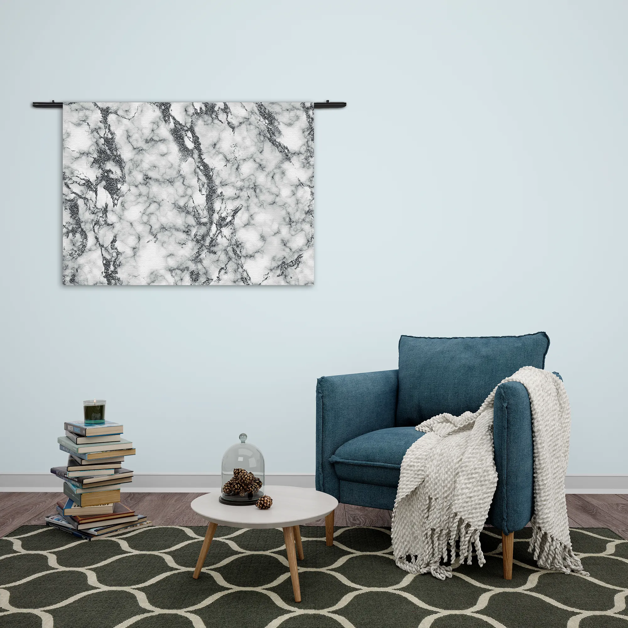 Wandkleed Basis Marmer Look Grijs Rechthoek Horizontaal Template 50 70 WK Horizontaal Marmer 1 2