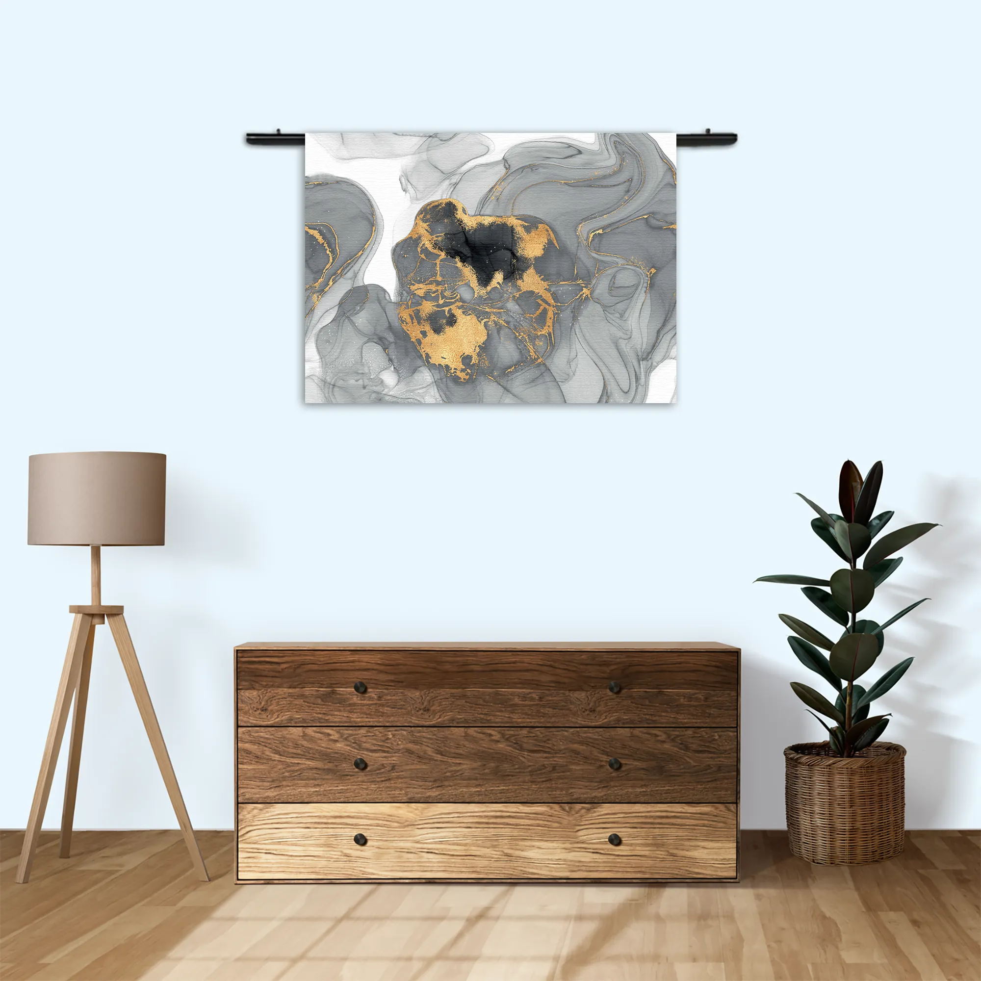 Wandkleed Abstract Marmer Look Grijs met Goud 03 Rechthoek Horizontaal Template 50 70 WK Horizontaal Marmer 11 3