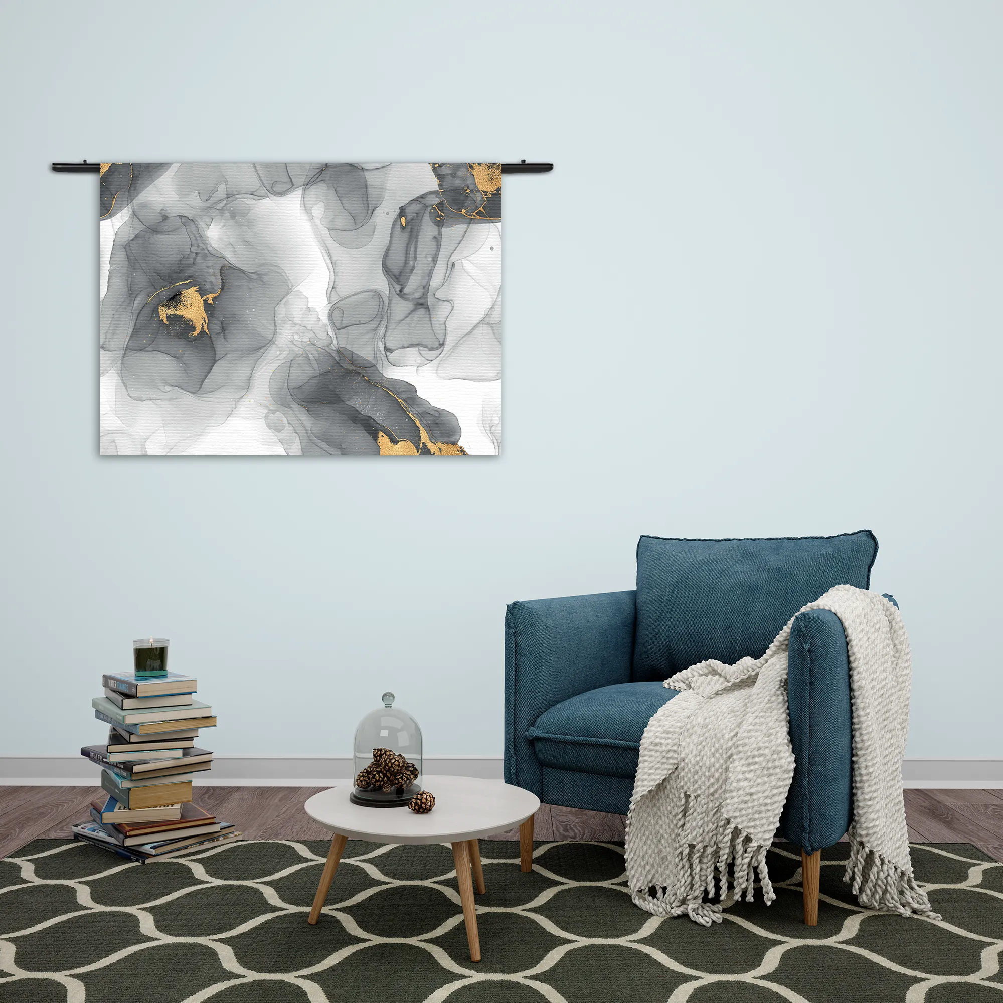 Wandkleed Abstract Marmer Look Grijs met Goud 04 Rechthoek Horizontaal Template 50 70 WK Horizontaal Marmer 13 2