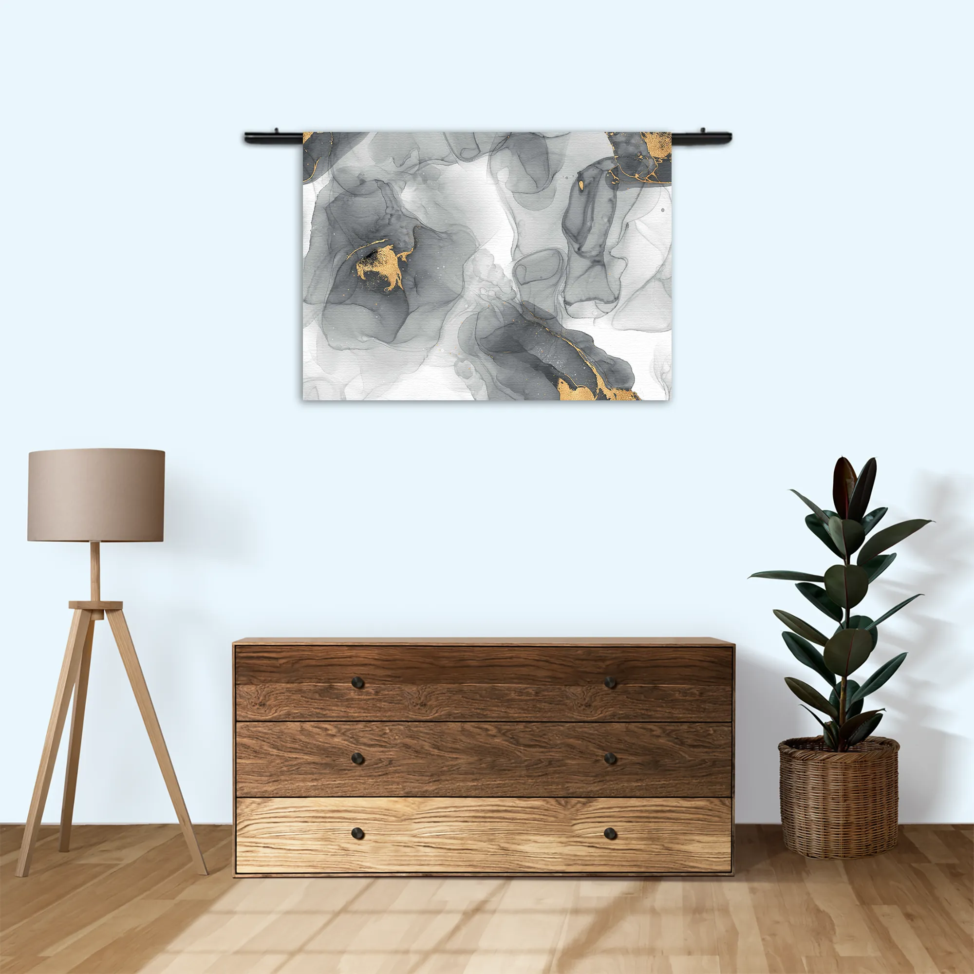 Wandkleed Abstract Marmer Look Grijs met Goud 04 Rechthoek Horizontaal Template 50 70 WK Horizontaal Marmer 13 3