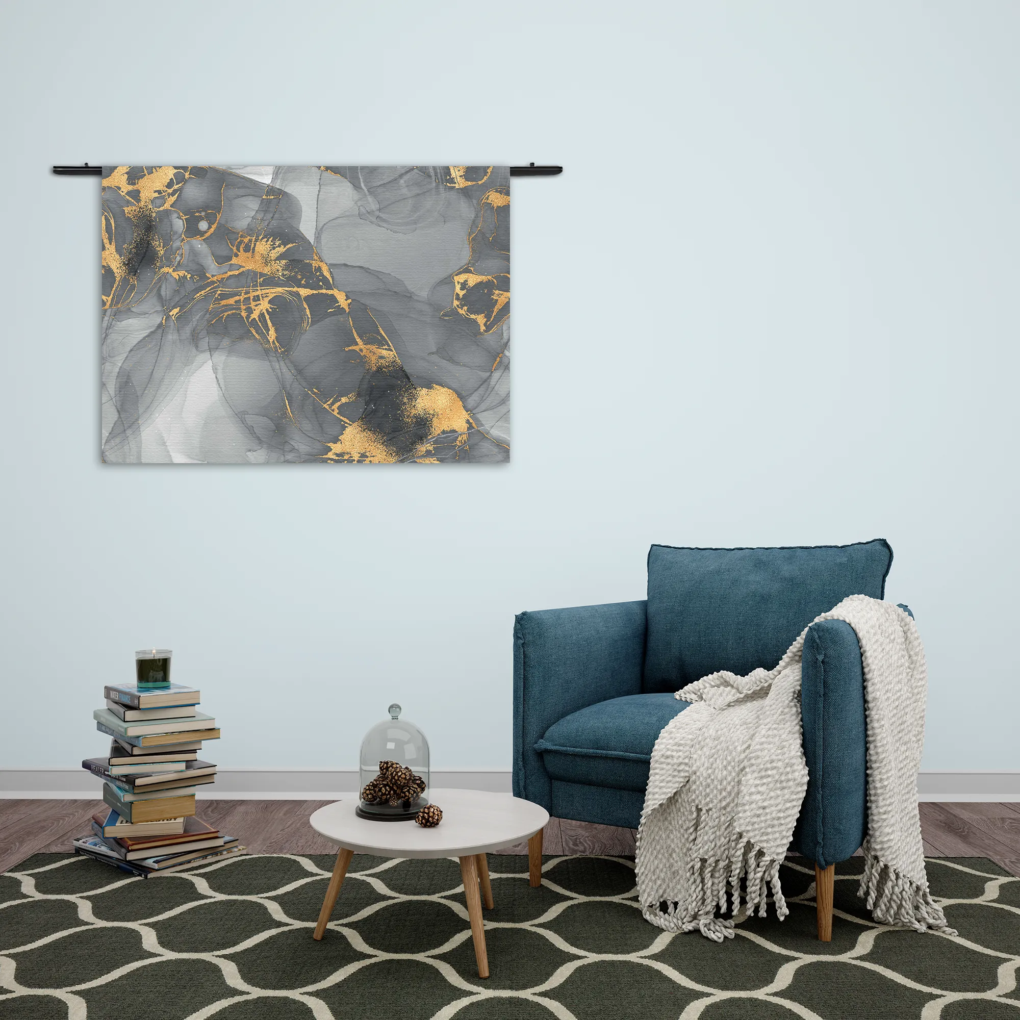 Wandkleed Abstract Marmer Look Grijs met Goud 05 Rechthoek Horizontaal Template 50 70 WK Horizontaal Marmer 14 2