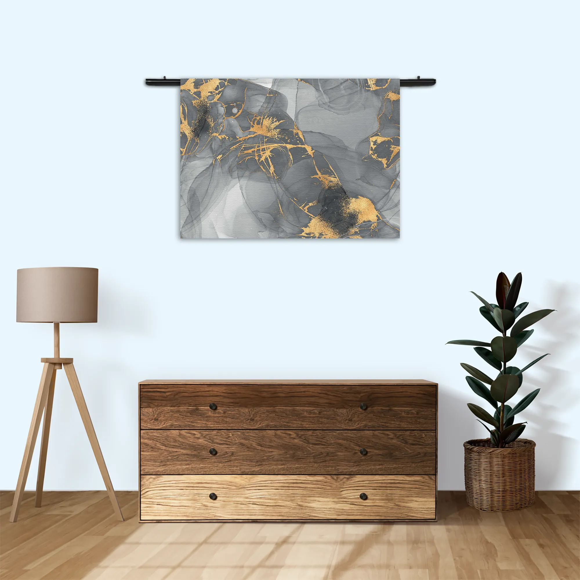 Wandkleed Abstract Marmer Look Grijs met Goud 05 Rechthoek Horizontaal Template 50 70 WK Horizontaal Marmer 14 3