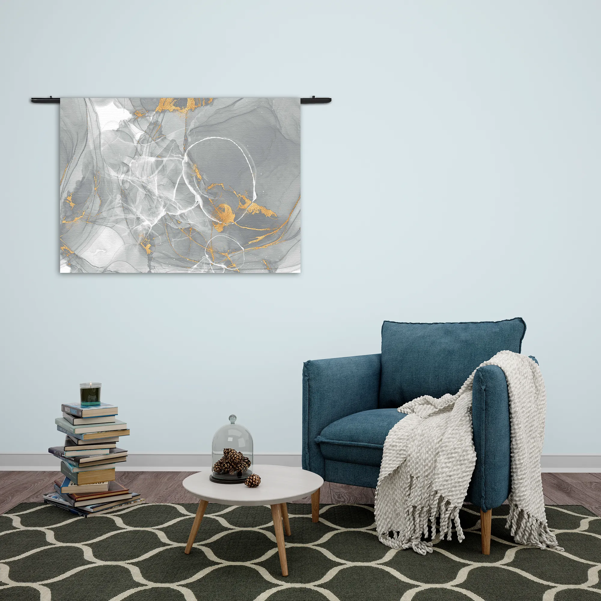 Wandkleed Abstract Marmer Look Grijs met Goud 06 Rechthoek Horizontaal Template 50 70 WK Horizontaal Marmer 17 2