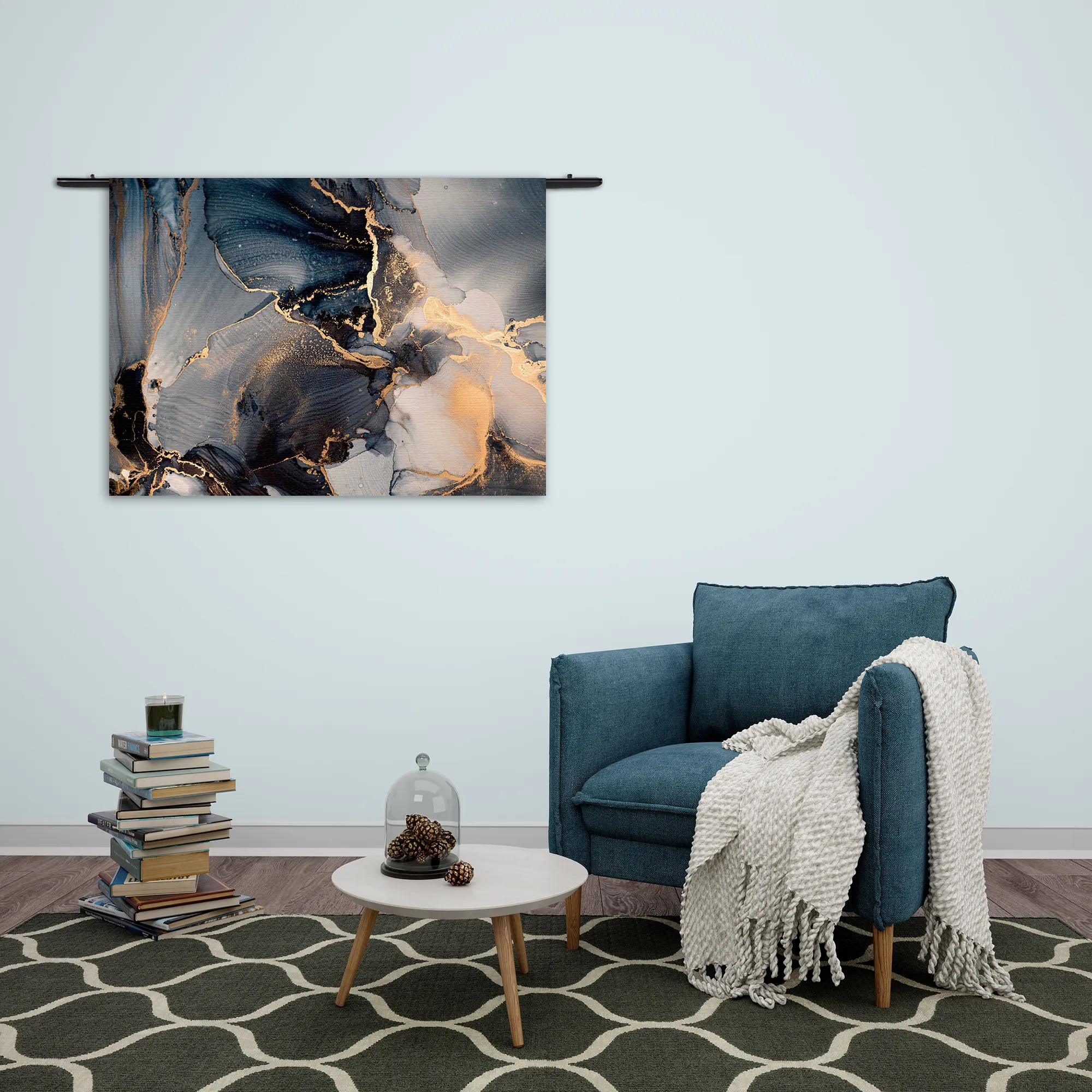 Wandkleed Marmer Look Chique Donker Blauwtinten met Goud 01 Rechthoek Horizontaal Template 50 70 WK Horizontaal Marmer 29 2