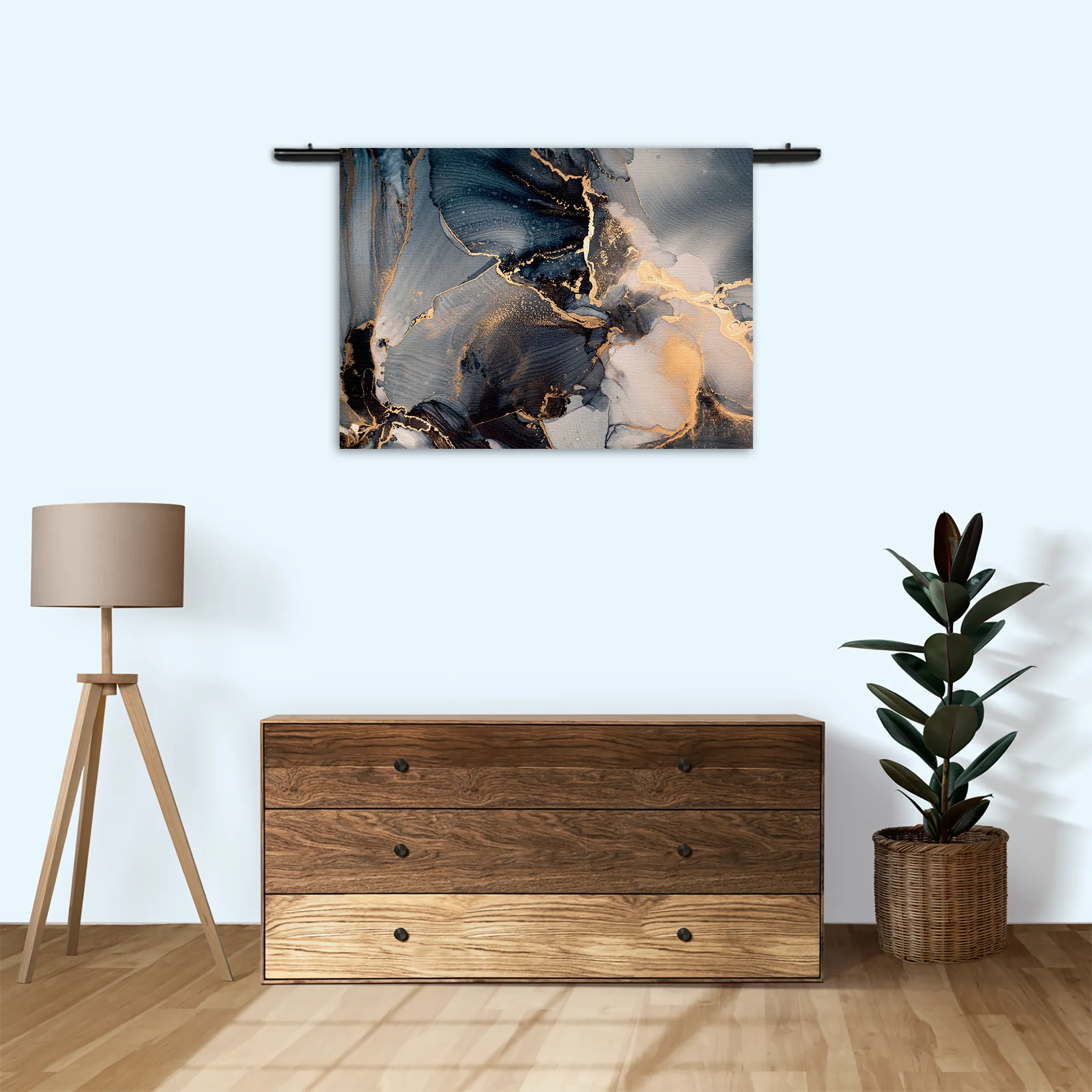 Wandkleed Marmer Look Chique Donker Blauwtinten met Goud 01 Rechthoek Horizontaal Template 50 70 WK Horizontaal Marmer 29 3