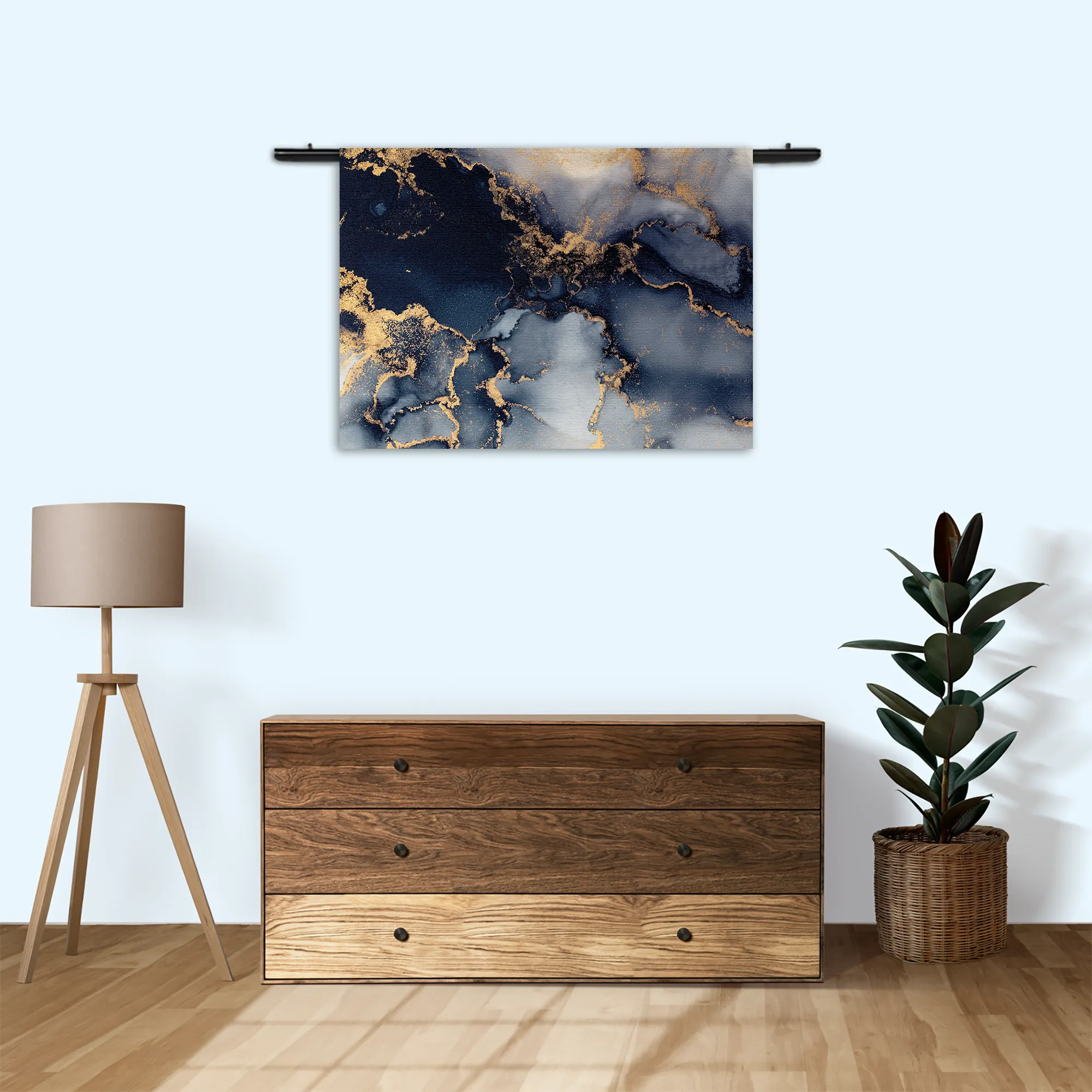 Wandkleed Marmer Look Chique Donker Blauwtinten met Goud 02 Rechthoek Horizontaal Template 50 70 WK Horizontaal Marmer 31 3