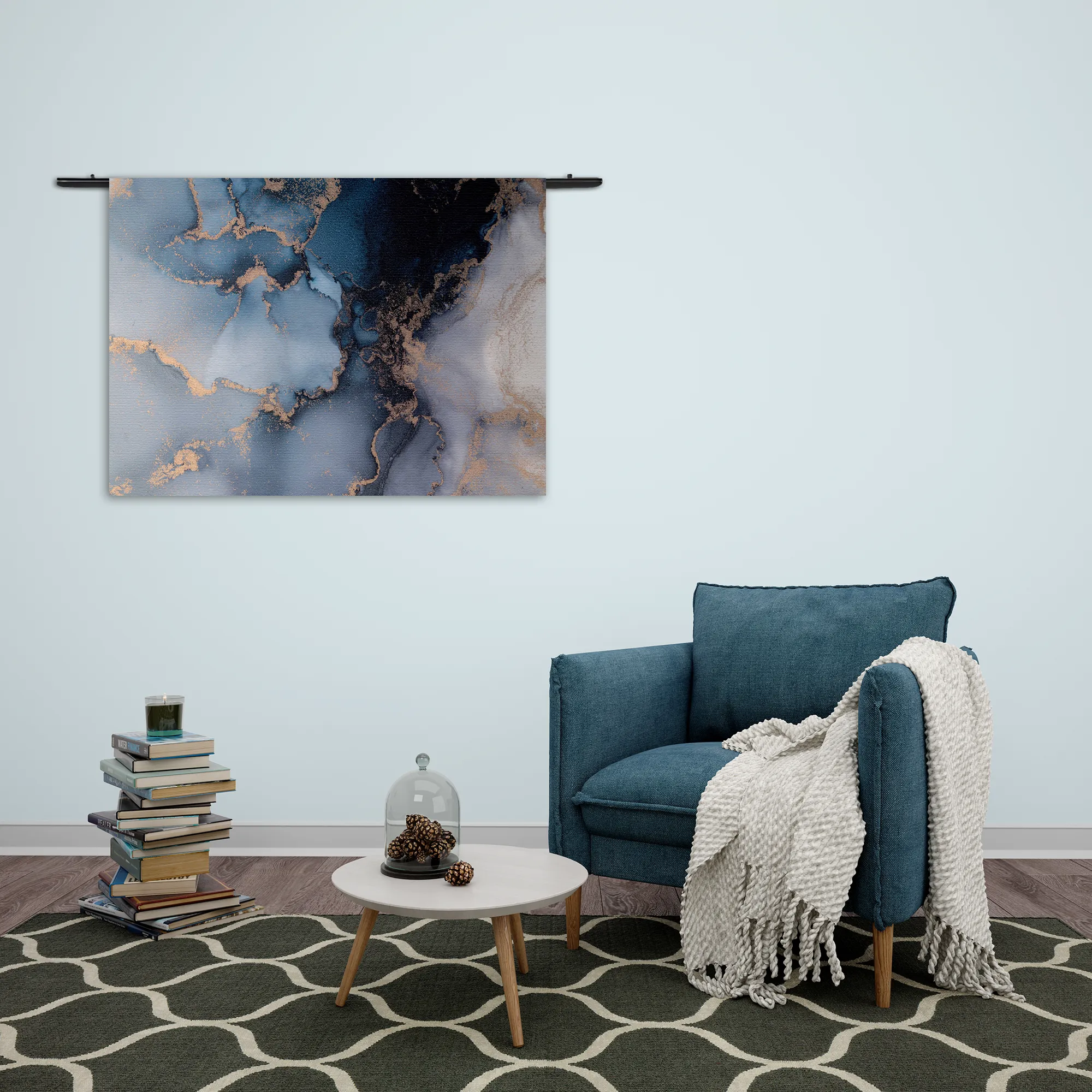 Wandkleed Marmer Look Chique Donker Blauwtinten met Goud 03 Rechthoek Horizontaal Template 50 70 WK Horizontaal Marmer 32 2