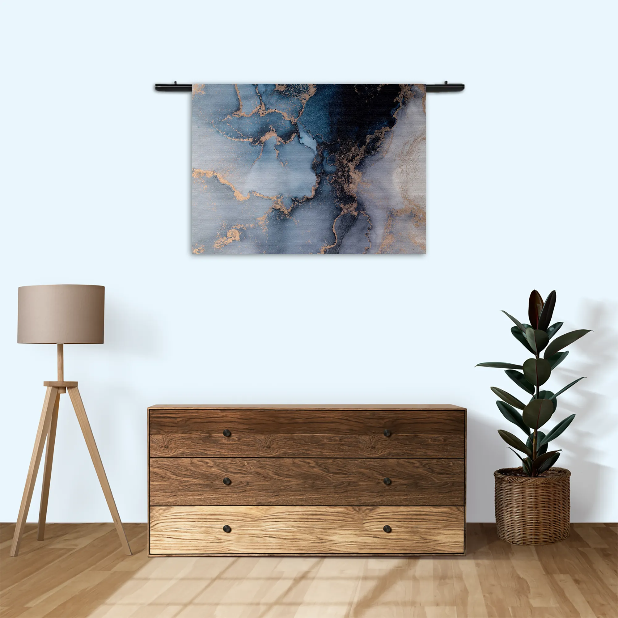 Wandkleed Marmer Look Chique Donker Blauwtinten met Goud 03 Rechthoek Horizontaal Template 50 70 WK Horizontaal Marmer 32 3