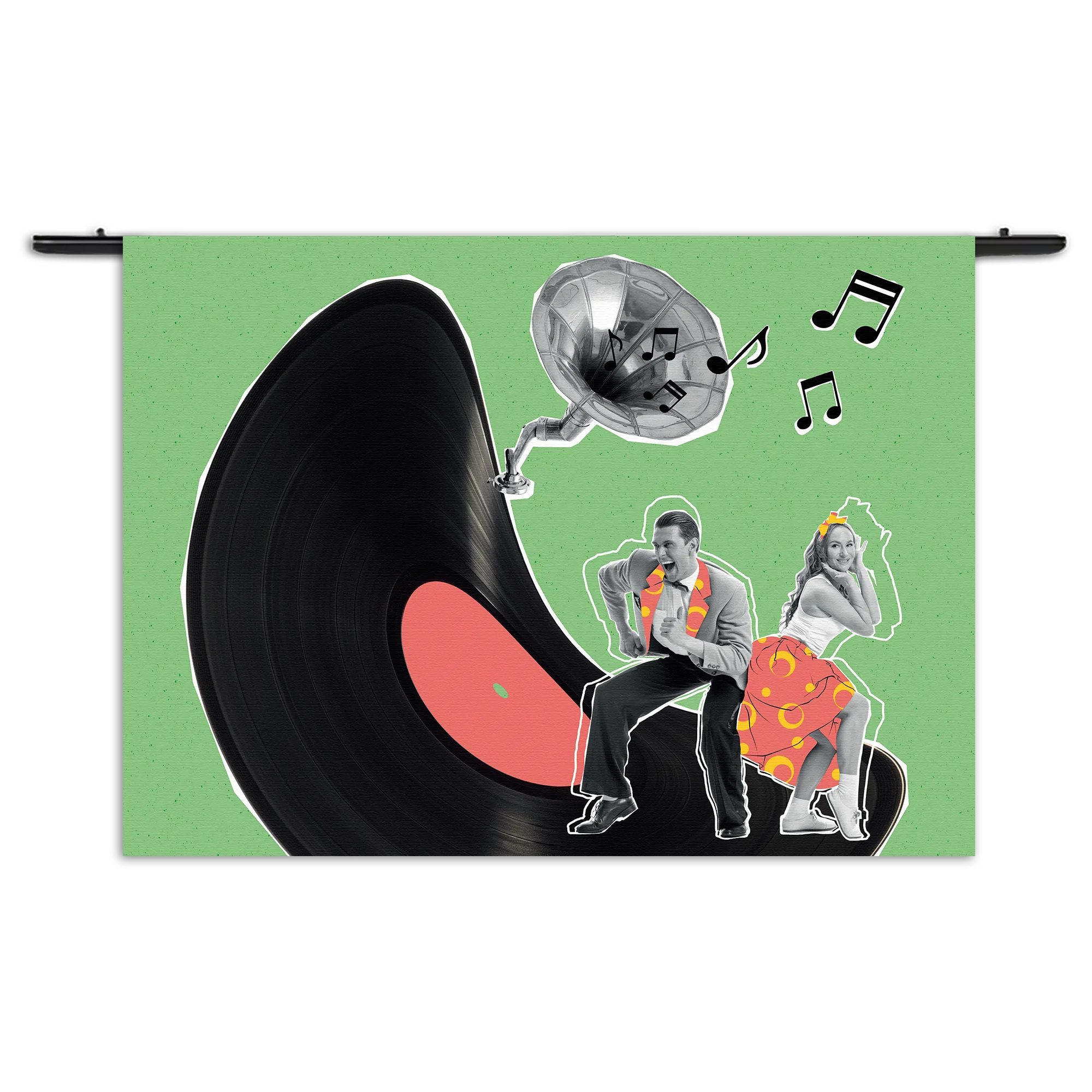 Wandkleed Platendraaier Rechthoek Horizontaal Template 50 70 WK Horizontaal Muziek 2 1