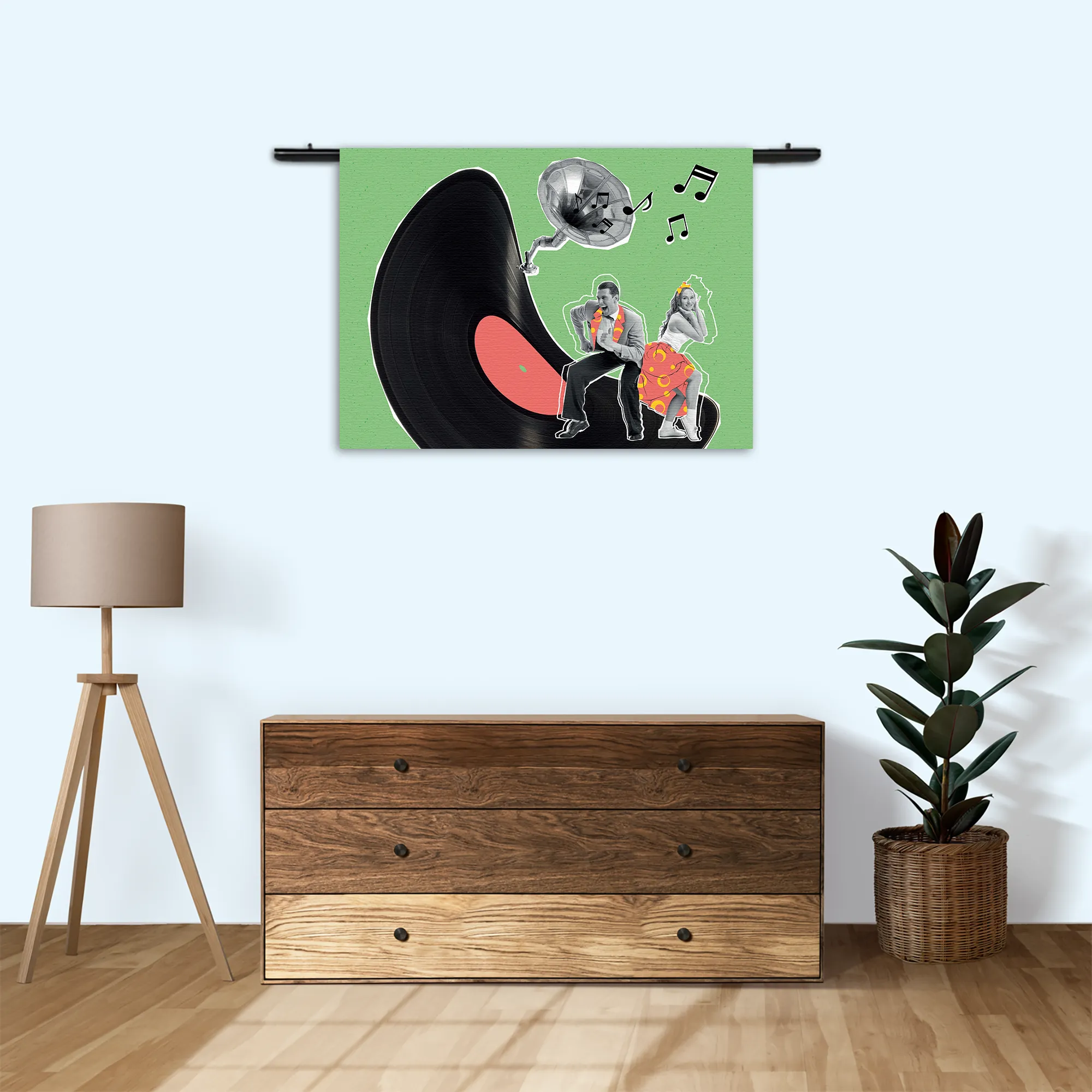 Wandkleed Platendraaier Rechthoek Horizontaal Template 50 70 WK Horizontaal Muziek 2 3