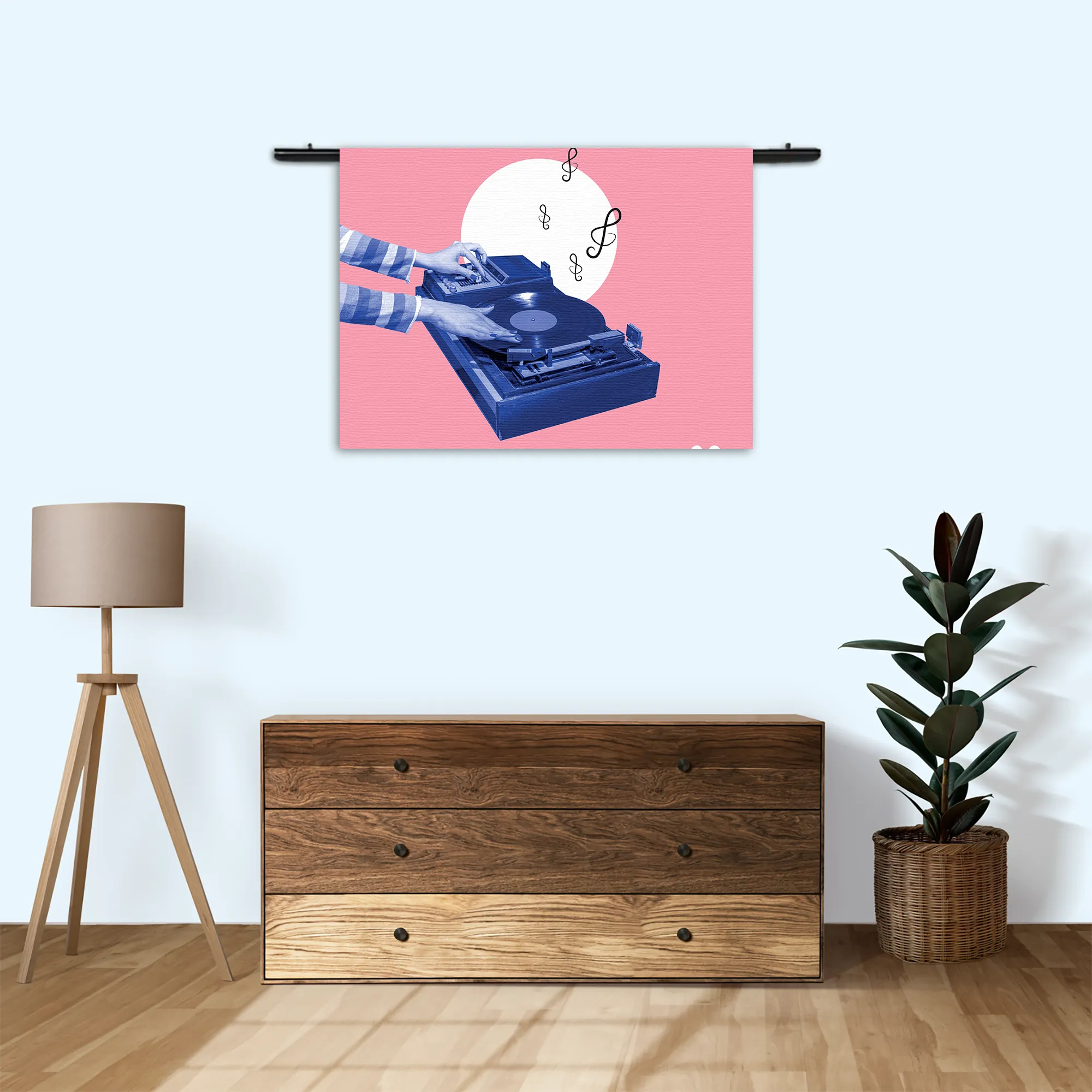 Wandkleed Old School DJ Rechthoek Horizontaal Template 50 70 WK Horizontaal Muziek 3 3